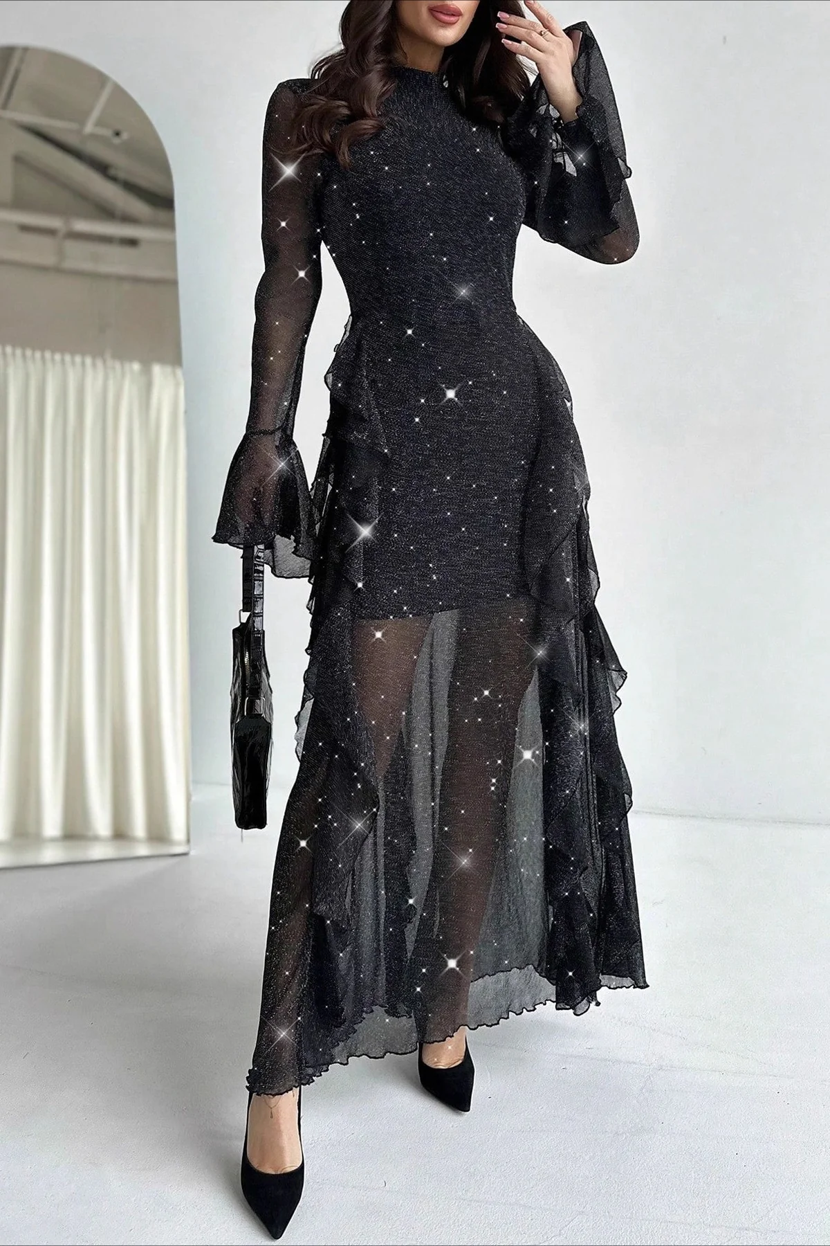 Elegant Ruffled Mermaid Maxi Dress - Image 4