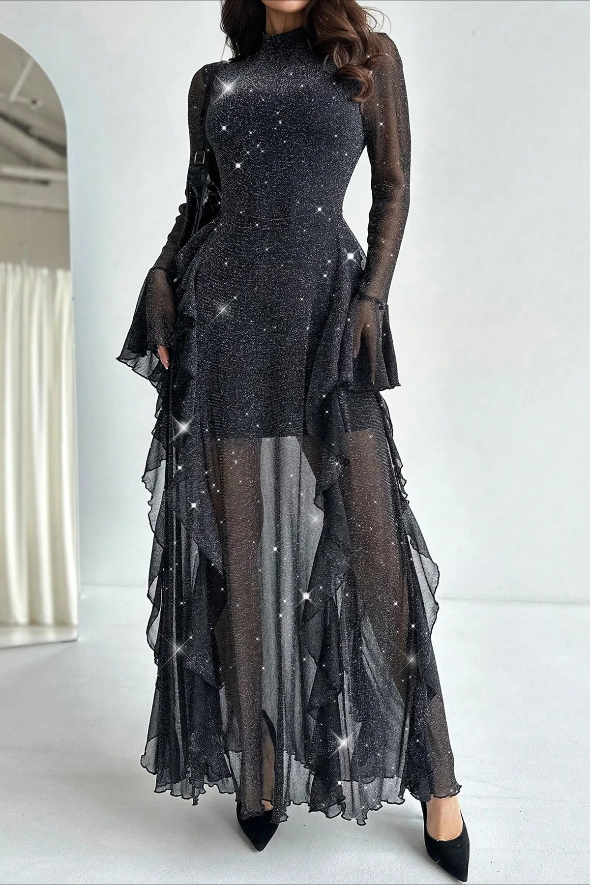 Elegant Ruffled Mermaid Maxi Dress - Image 5