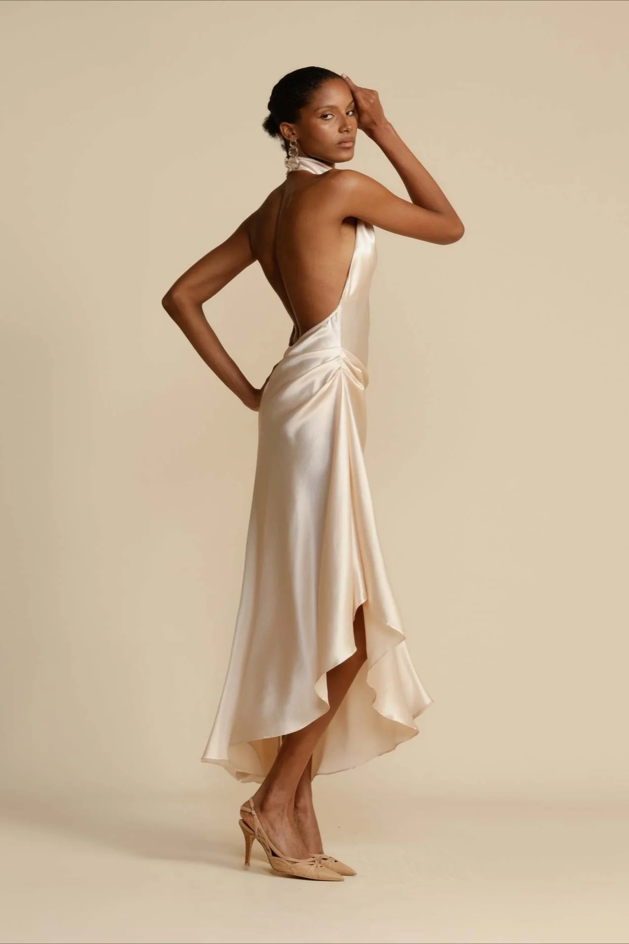Elegant Satin Slit Backless Party Dress - Image 3