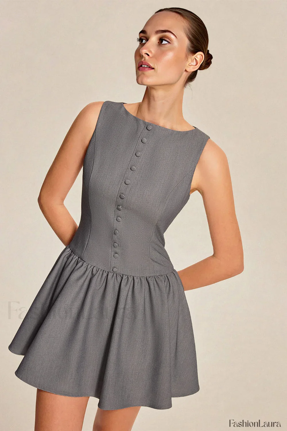 Elegant Sleeveless Ruffled A-Line Work Dress - Image 12