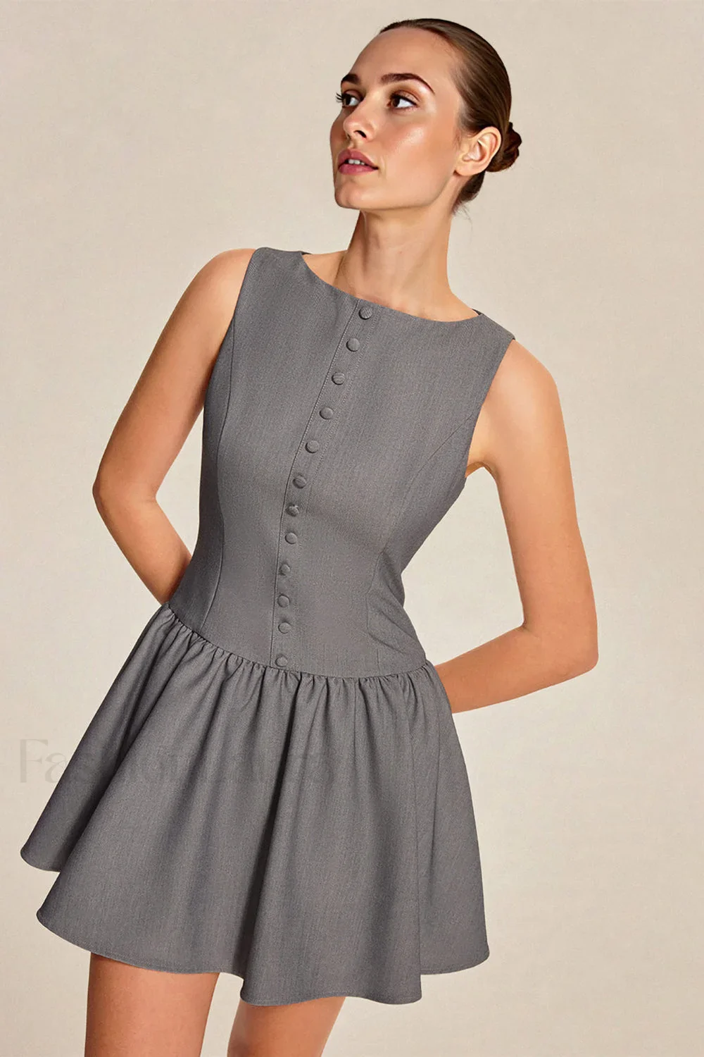Elegant Sleeveless Ruffled A-Line Work Dress - Image 7