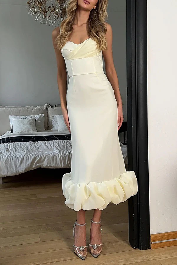 Elegant Solid Spaghetti Strap Ruched Maxi Prom Dress - Image 13