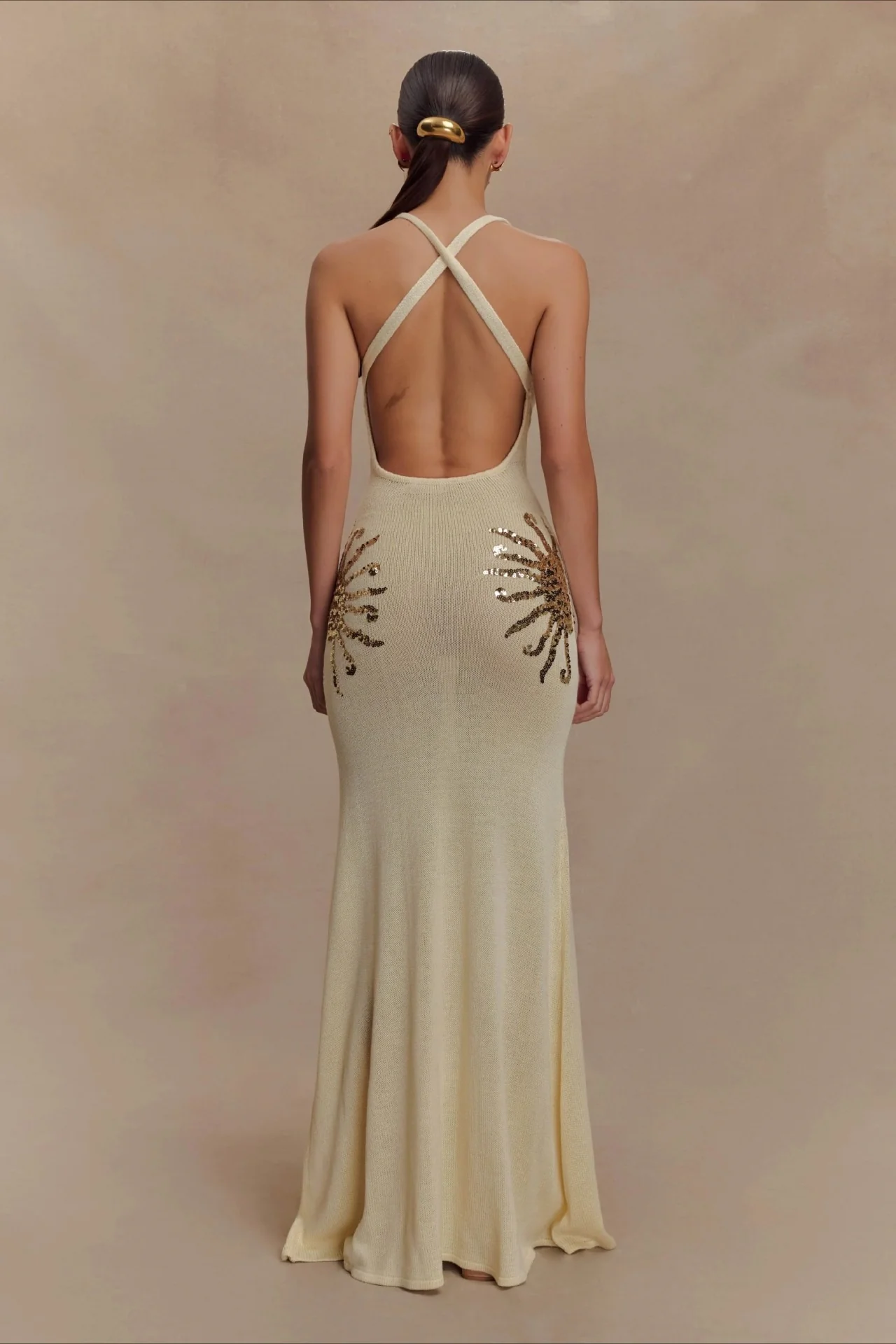 Elegant U Neck Solid Sweater Dress - Image 3