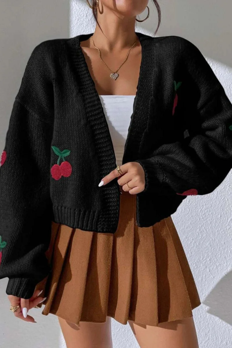 Embroidered Knit Open Front Sweater - Image 23