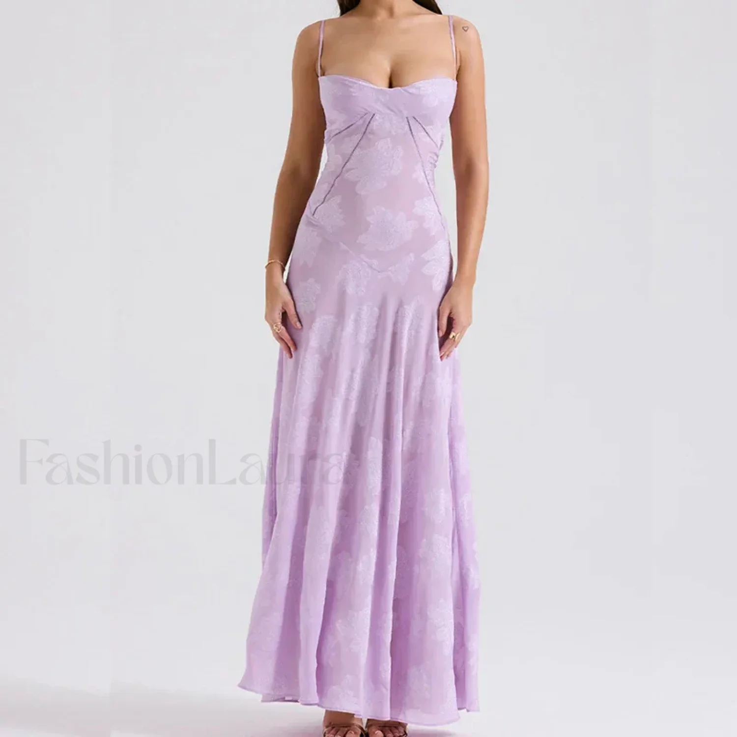 Embroidered Lace Off Shoulder Maxi Dress - Image 10