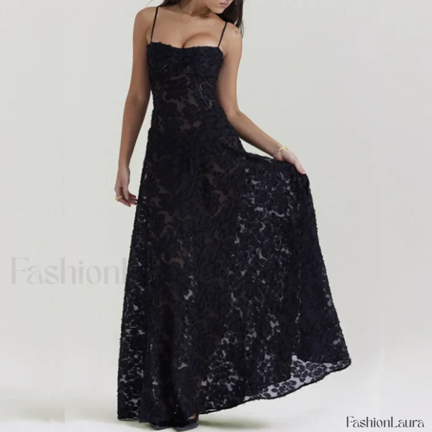 Embroidered Lace Off Shoulder Maxi Dress - Image 25