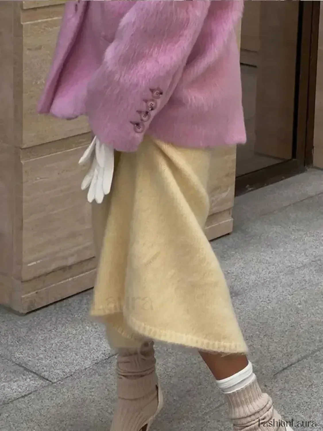 Fashion Pink Lapel Long Sleeves Women Blazer Jacket Loose Overcoats - Image 28