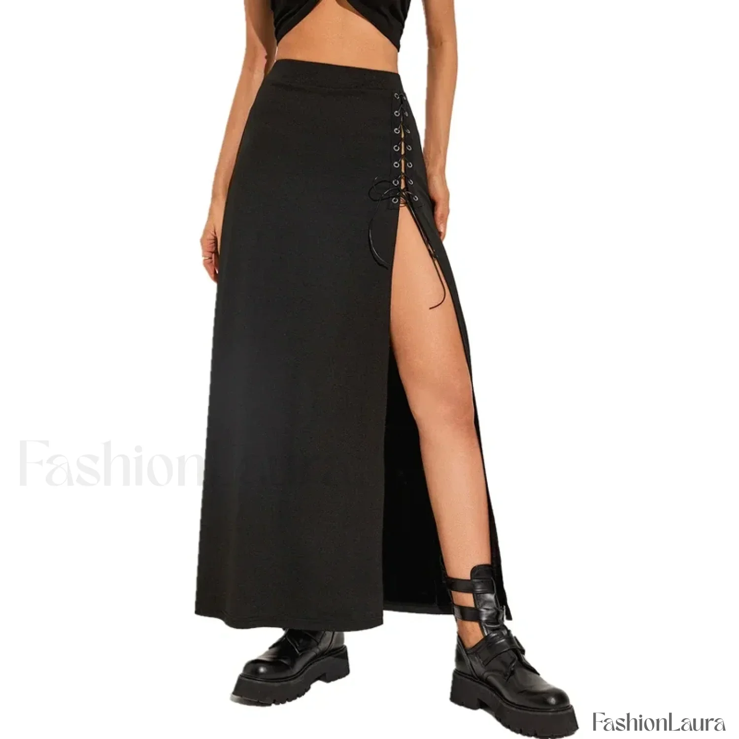 Black Sexy Split Casual All-Match Skirt - Image 6