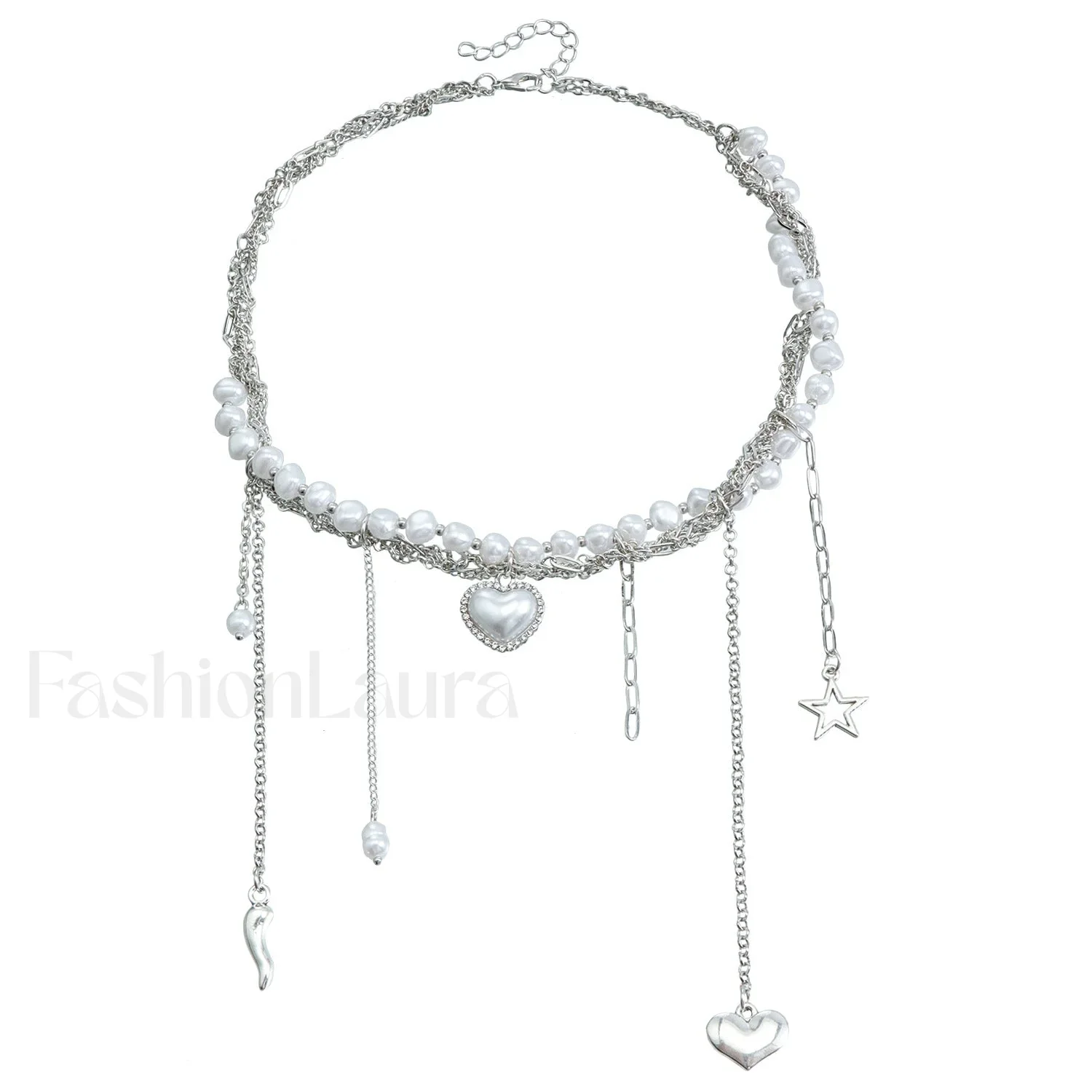 Multi-layer Tassel Pearl Star Pendant Necklace - Image 5