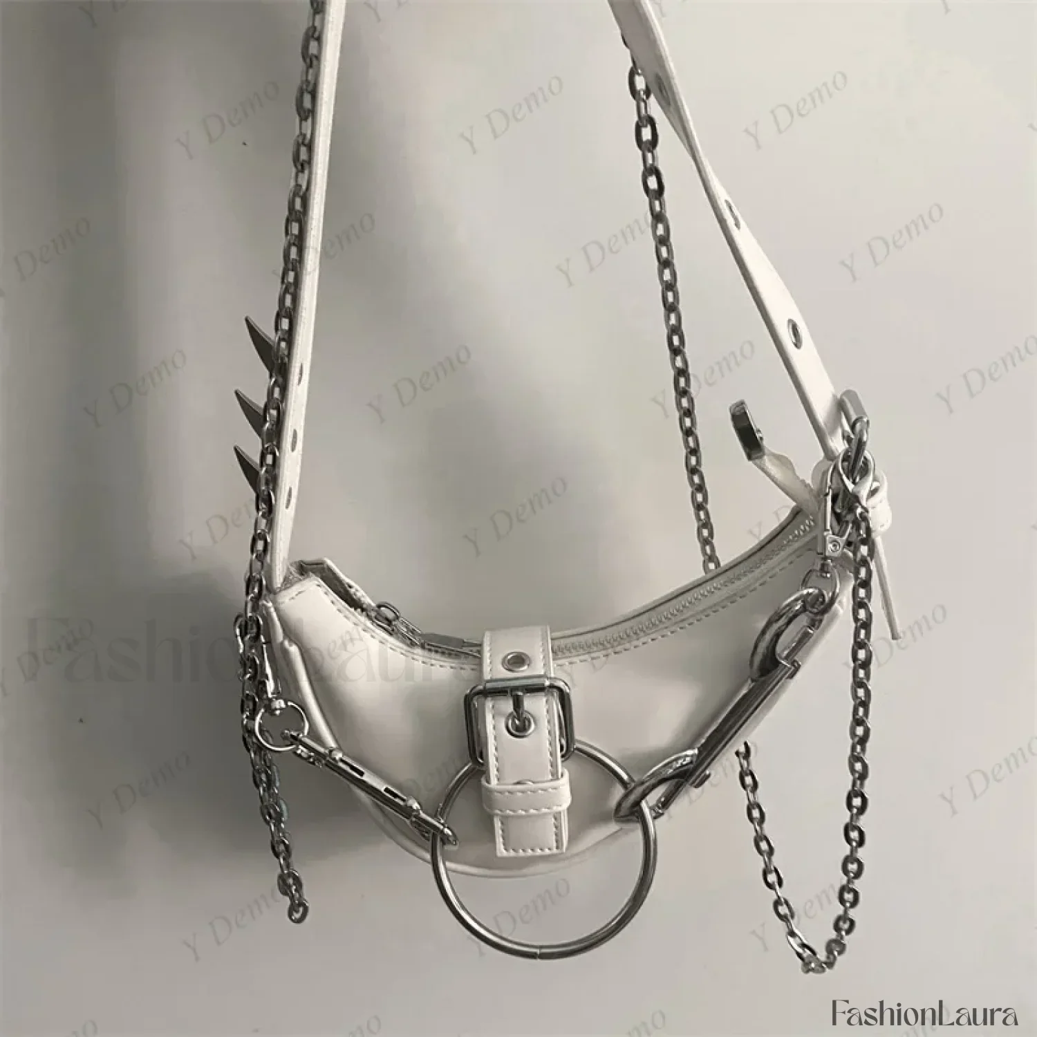 Punk Rivets Gothic Metal Buckles Sparks Crossbody Shoulder Bag - Image 14
