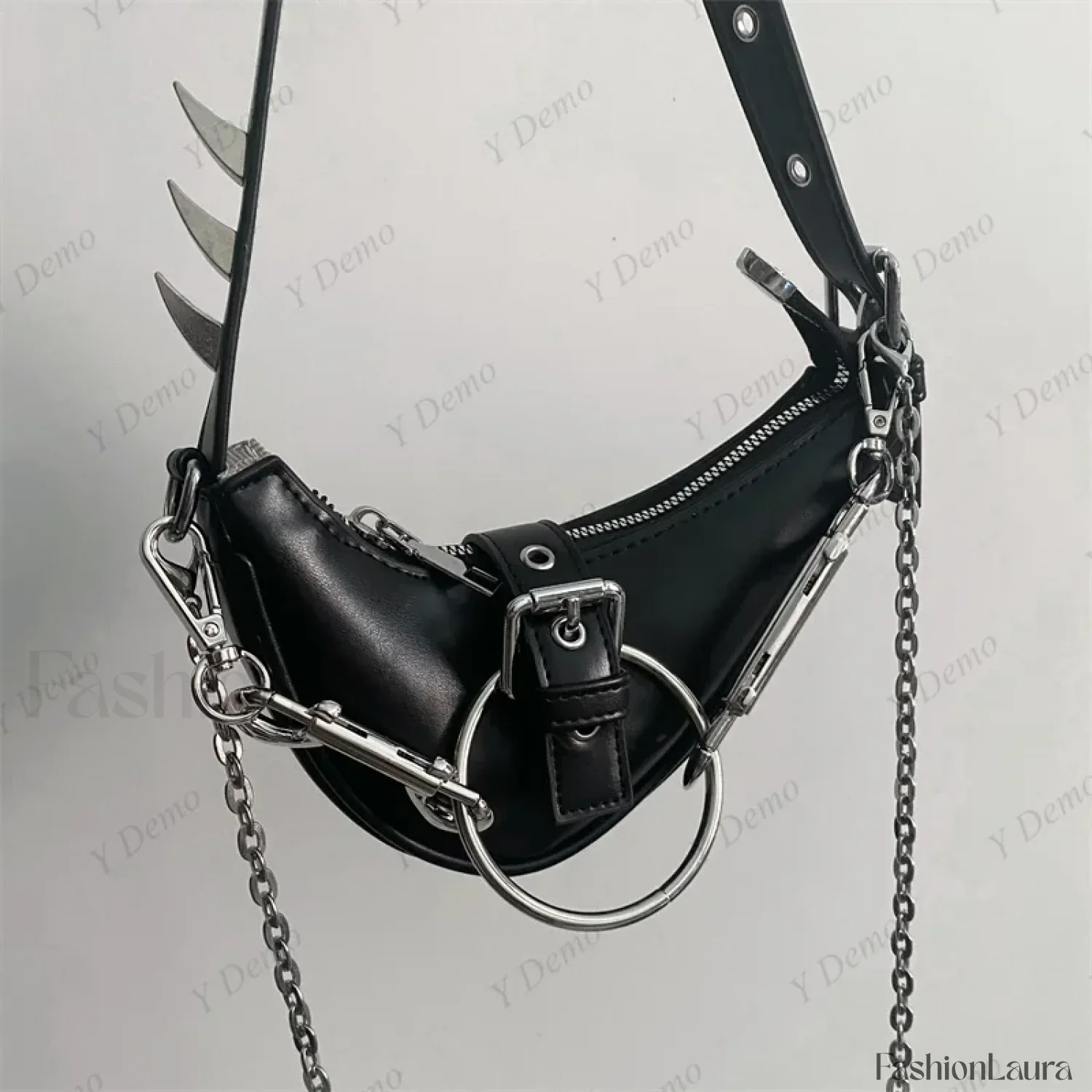 Punk Rivets Gothic Metal Buckles Sparks Crossbody Shoulder Bag - Image 15