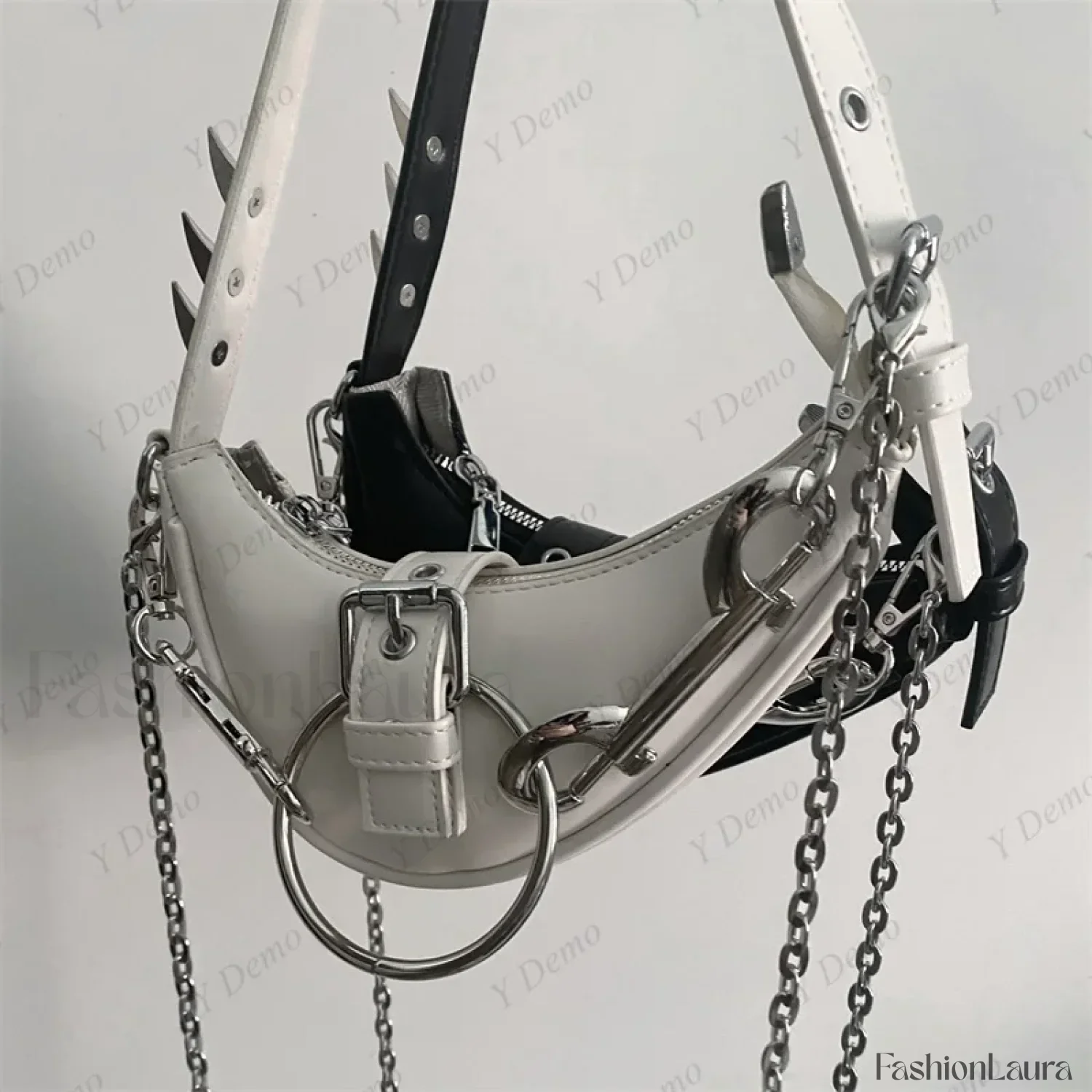Punk Rivets Gothic Metal Buckles Sparks Crossbody Shoulder Bag - Image 16
