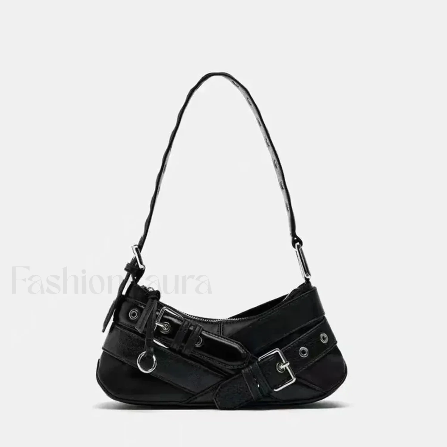 Goth Y2K Punk Rivet Chain School PU Leather Skeleton Fashion Women Backpack Bag - Image 4