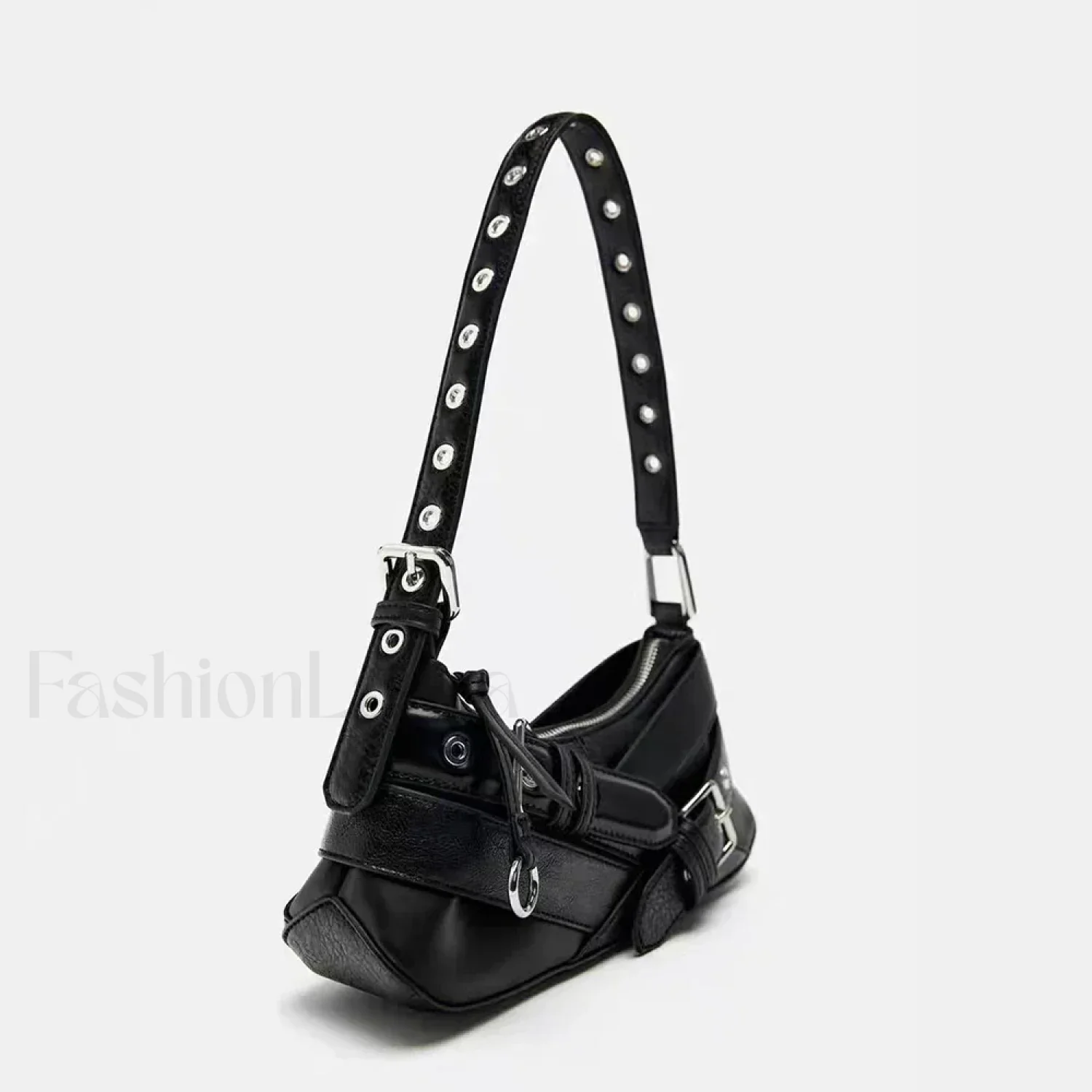 Goth Y2K Punk Rivet Chain School PU Leather Skeleton Fashion Women Backpack Bag - Image 9