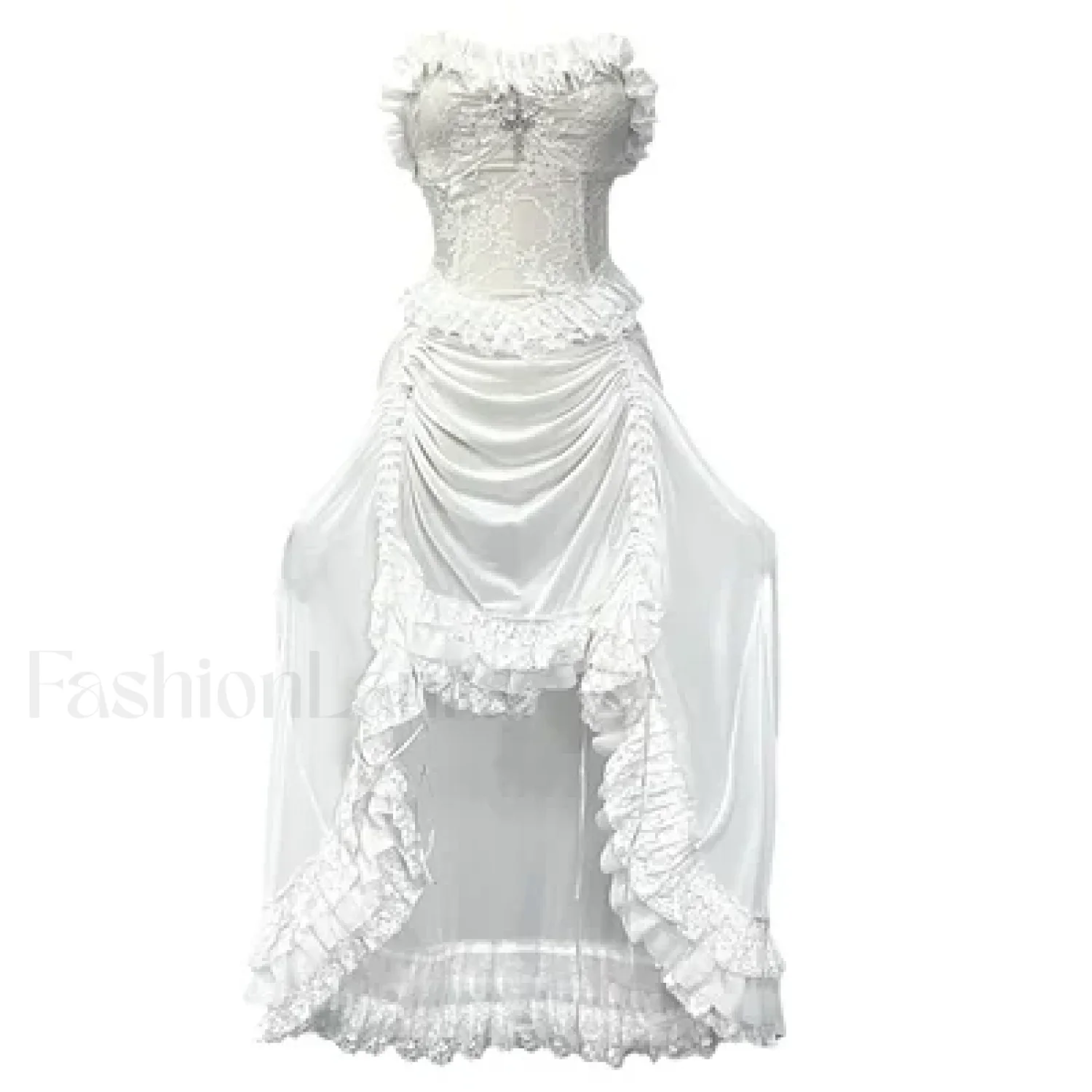 White Gothic Rope Lace Flying Sleeve Party Dress - Image 14
