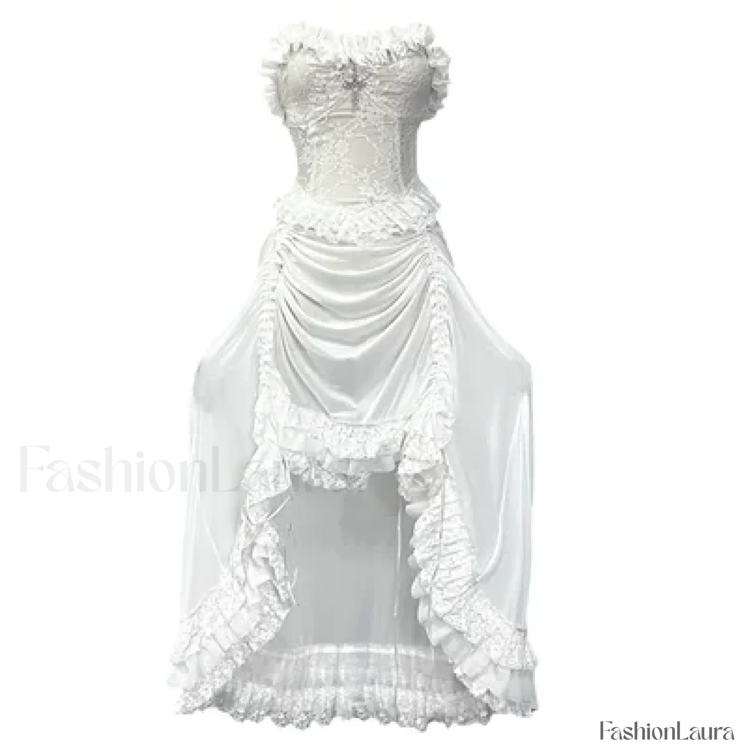 White Gothic Rope Lace Flying Sleeve Party Dress - Image 20