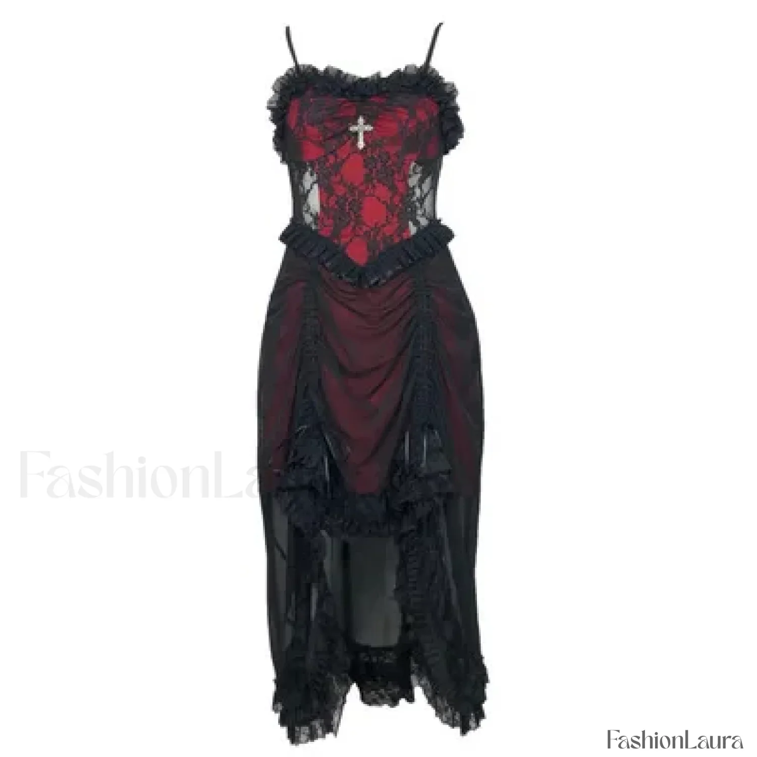 White Gothic Rope Lace Flying Sleeve Party Dress - Image 23