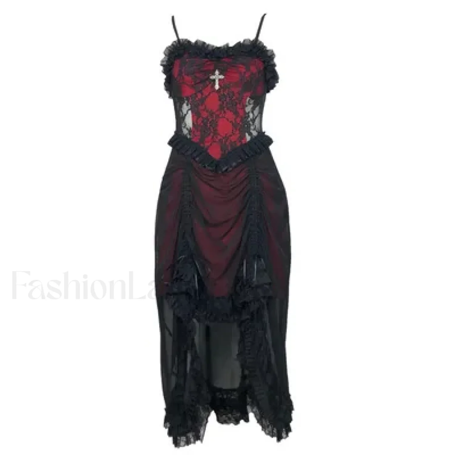 White Gothic Rope Lace Flying Sleeve Party Dress - Image 6