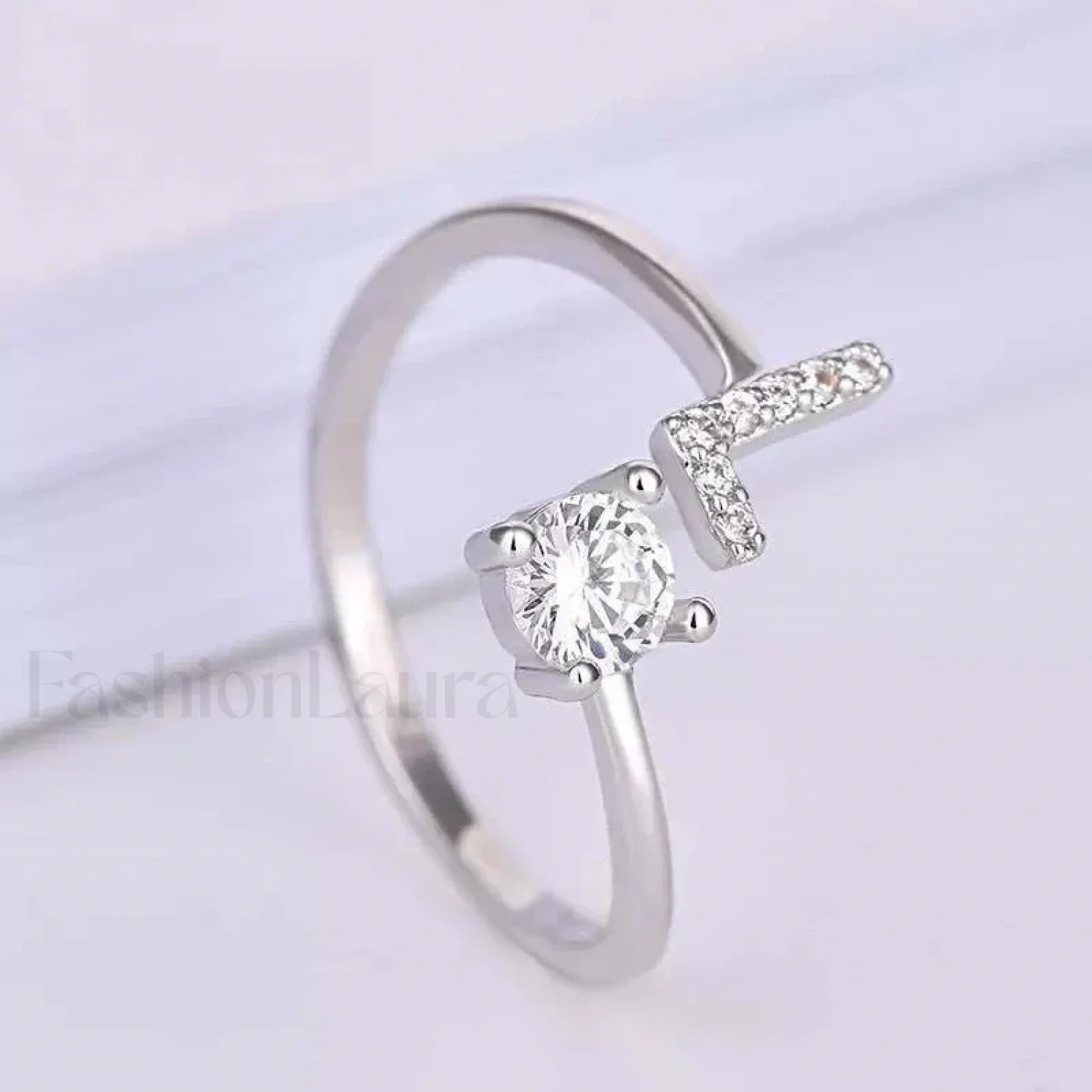 Shining Rhinestone New Fashion Initial Alphabet Opening Charm Jewelry Ring - Image 18