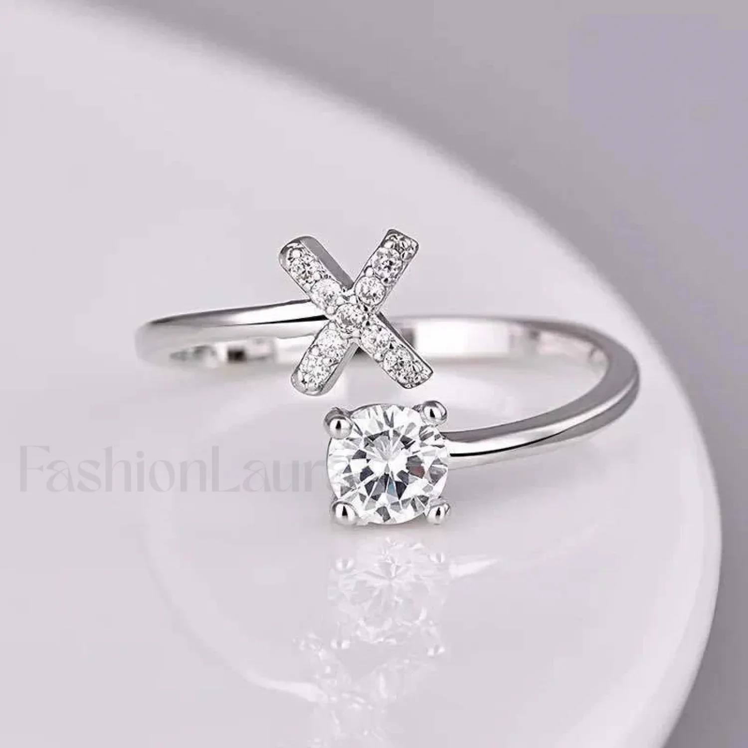 Shining Rhinestone New Fashion Initial Alphabet Opening Charm Jewelry Ring - Image 30