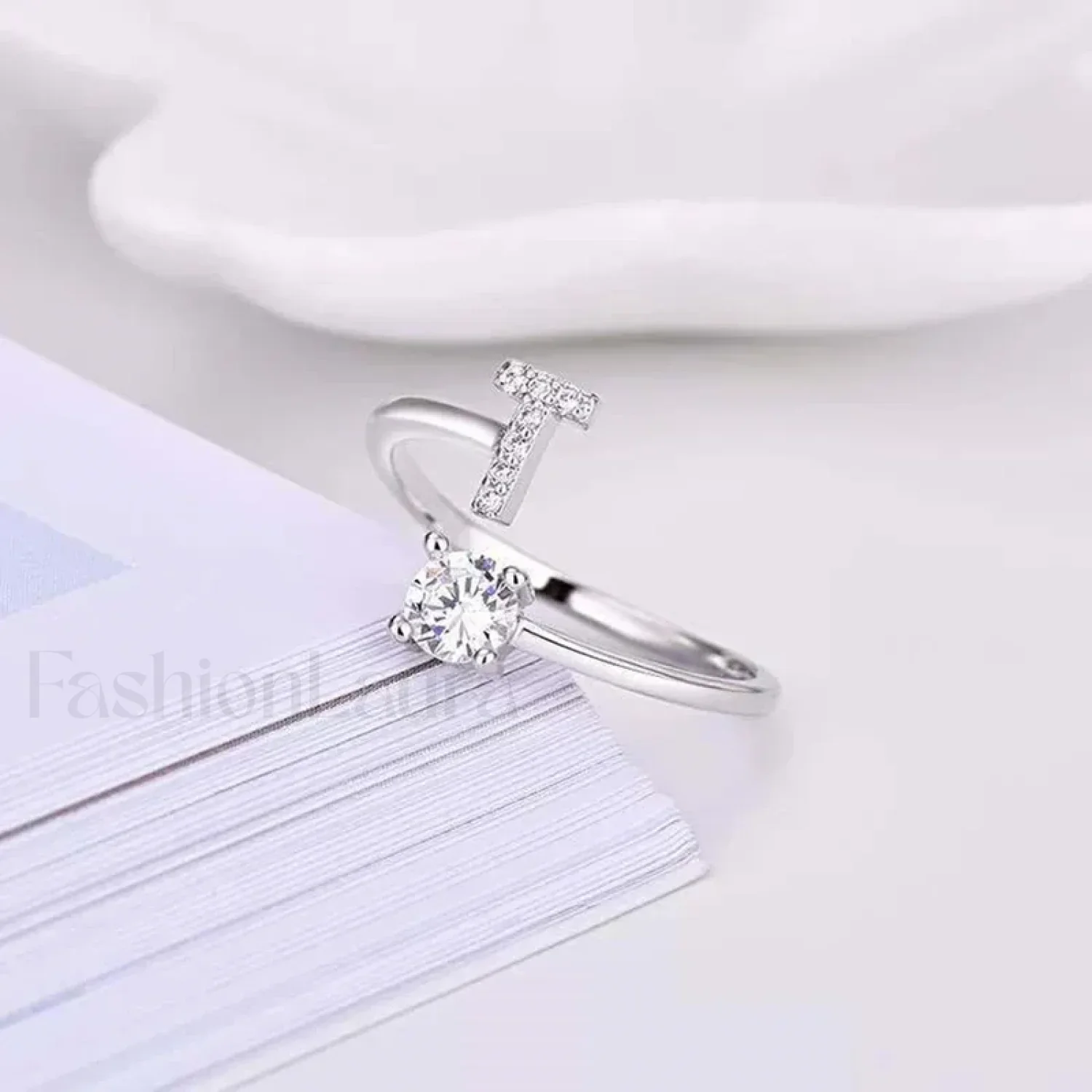 Shining Rhinestone New Fashion Initial Alphabet Opening Charm Jewelry Ring - Image 39