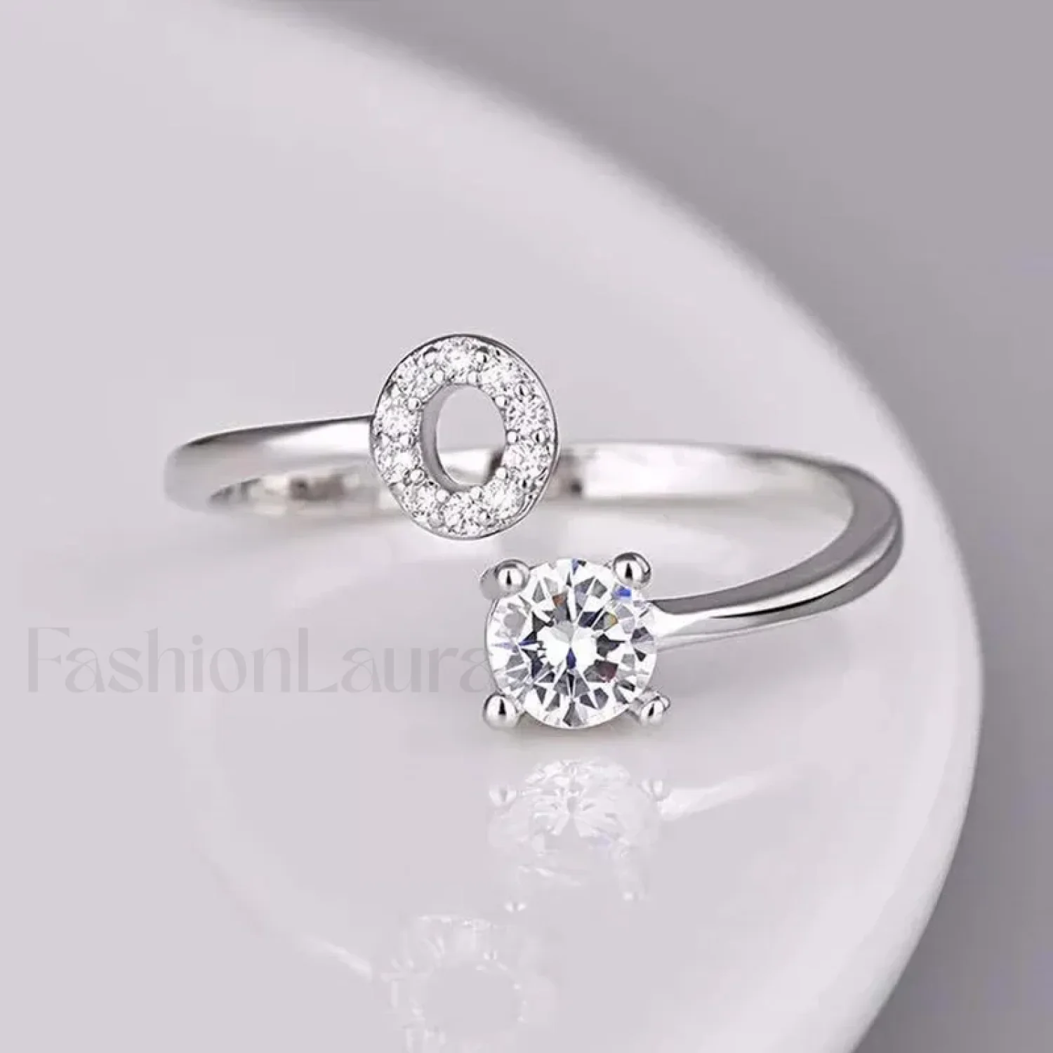 Shining Rhinestone New Fashion Initial Alphabet Opening Charm Jewelry Ring - Image 44