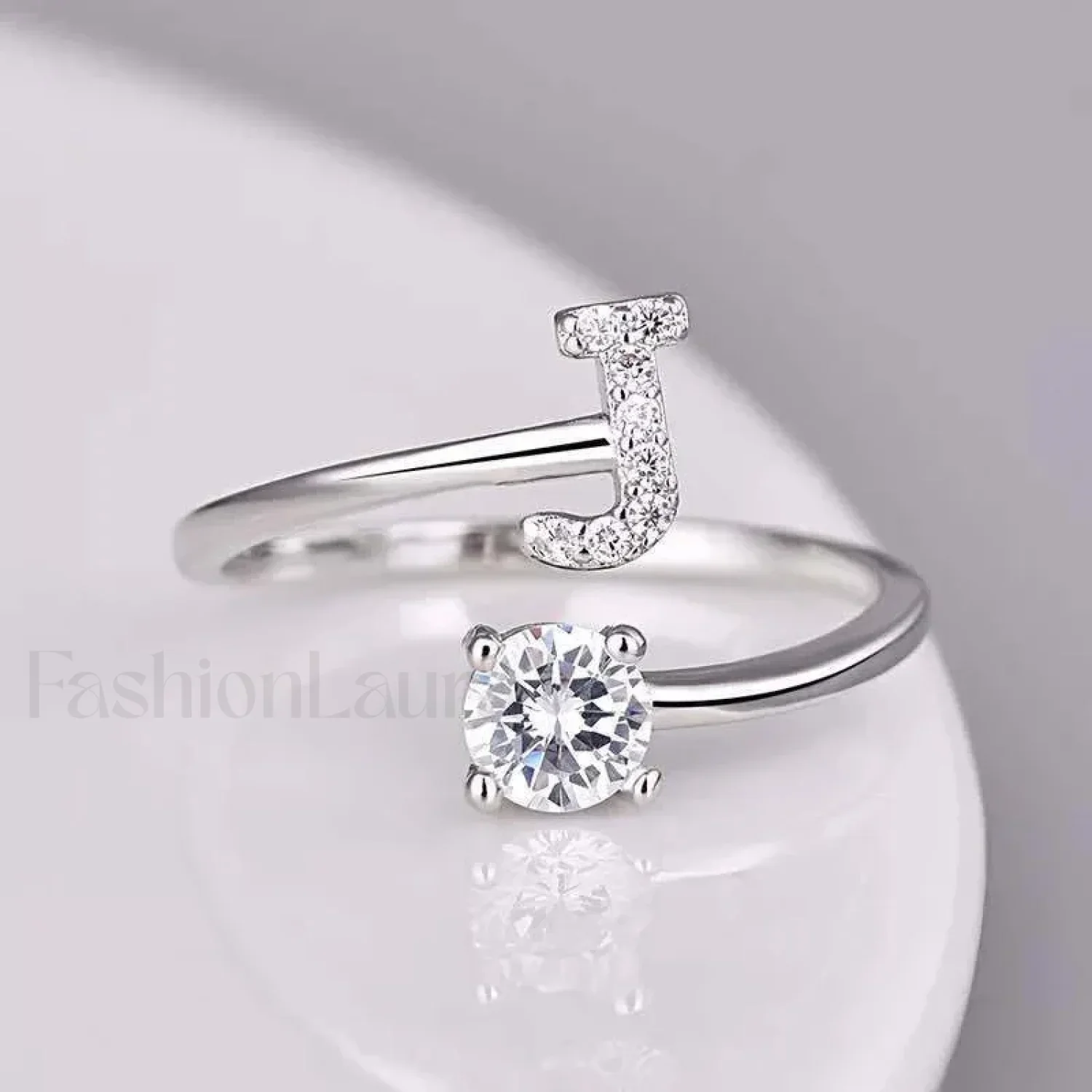 Shining Rhinestone New Fashion Initial Alphabet Opening Charm Jewelry Ring - Image 49