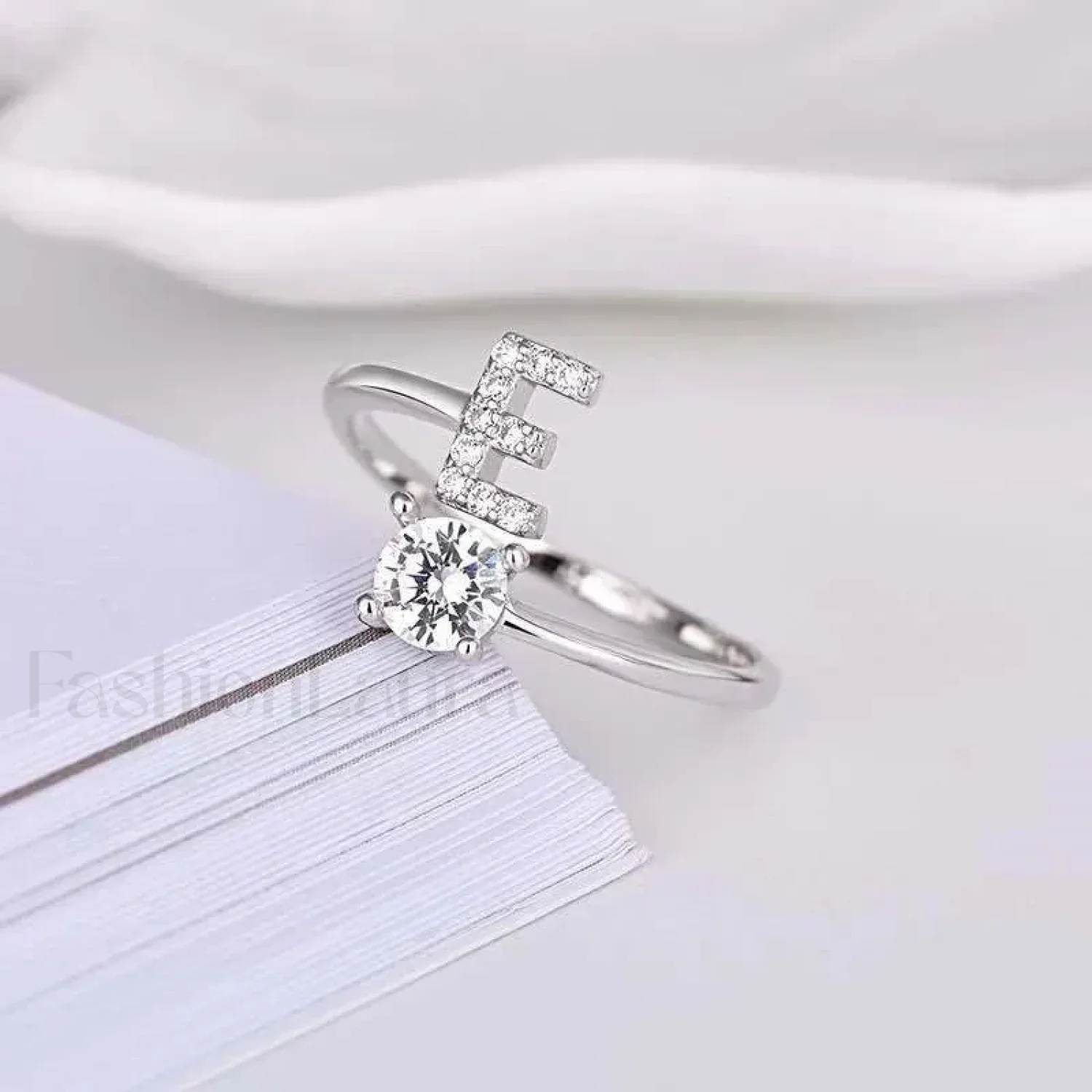 Shining Rhinestone New Fashion Initial Alphabet Opening Charm Jewelry Ring - Image 54