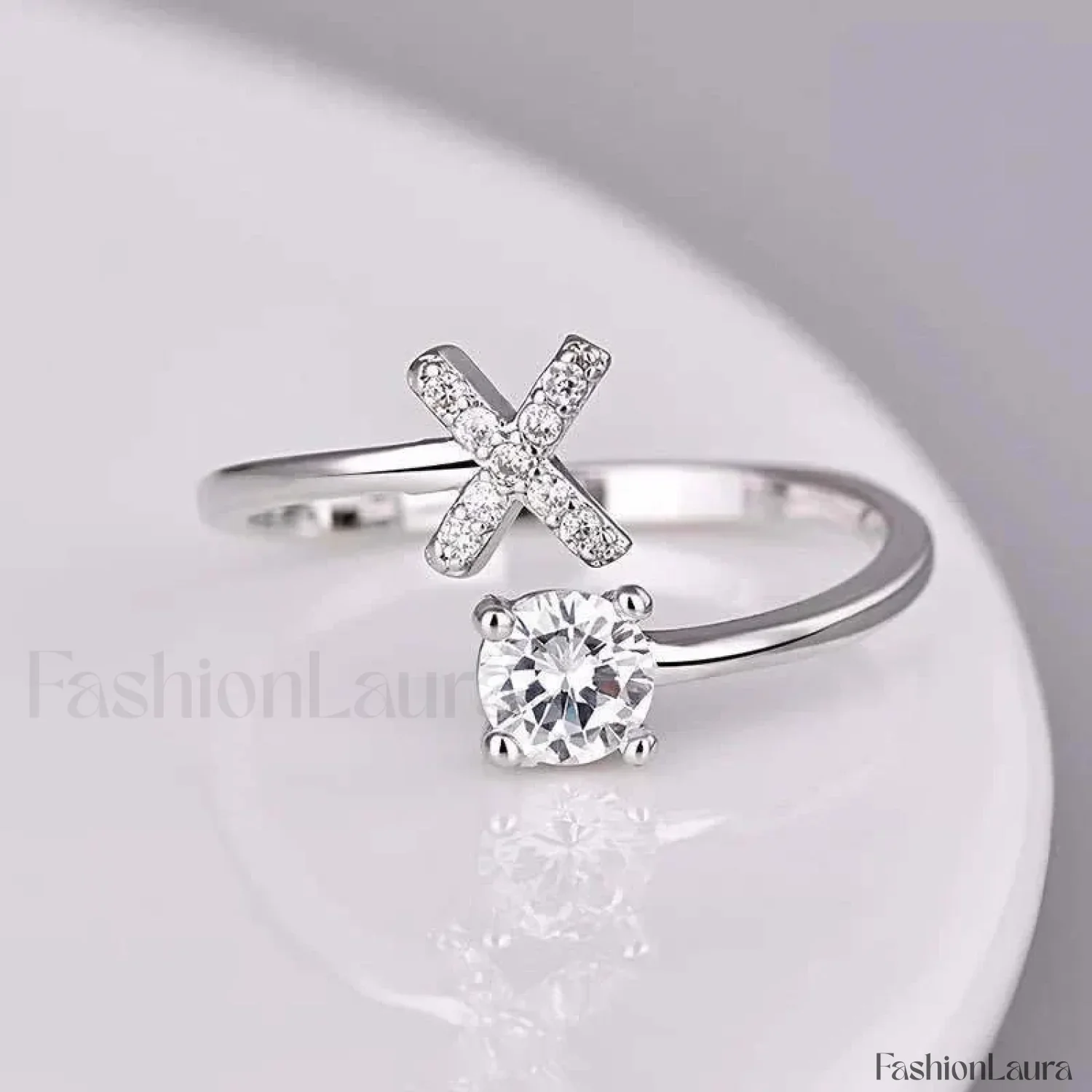Shining Rhinestone New Fashion Initial Alphabet Opening Charm Jewelry Ring - Image 68