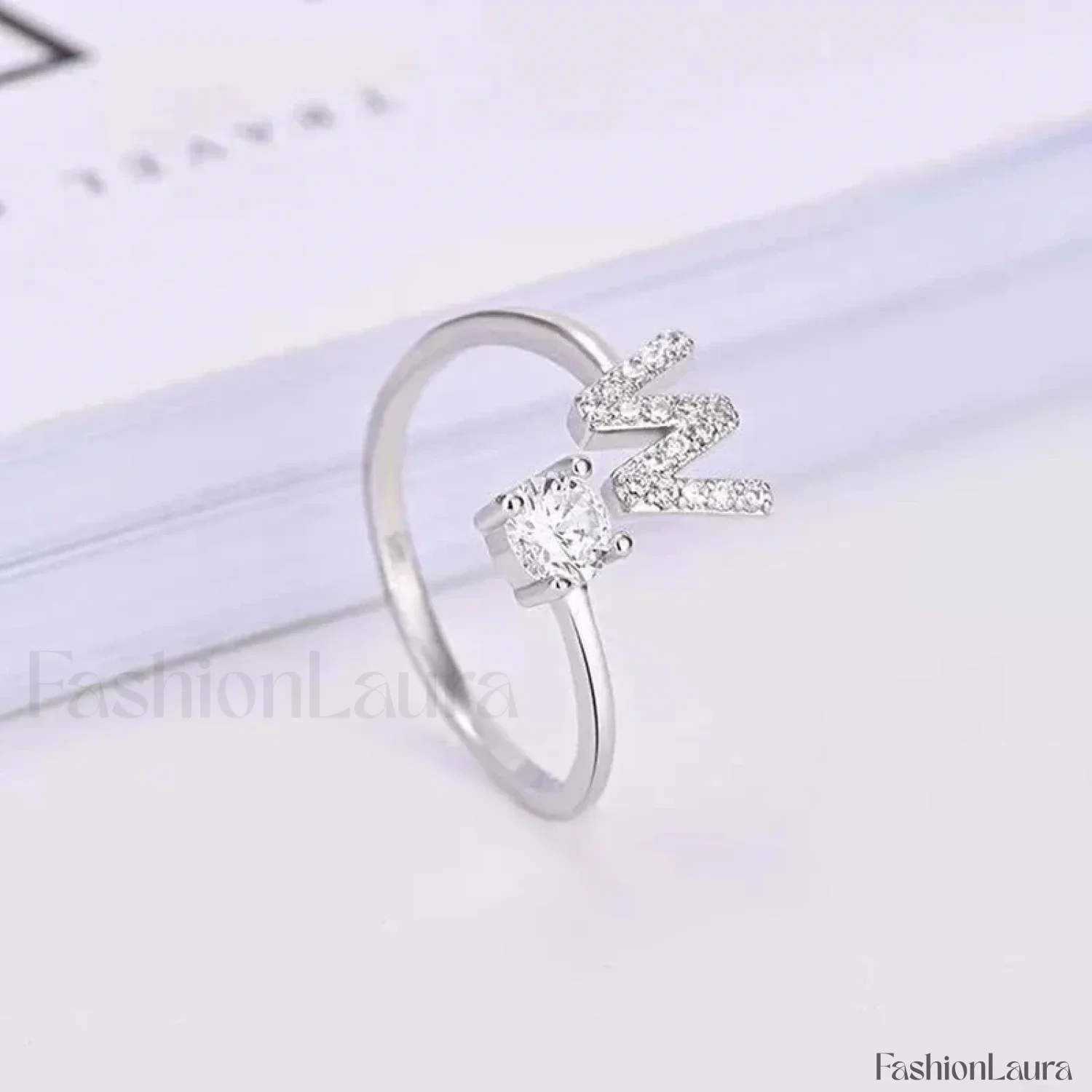 Shining Rhinestone New Fashion Initial Alphabet Opening Charm Jewelry Ring - Image 69