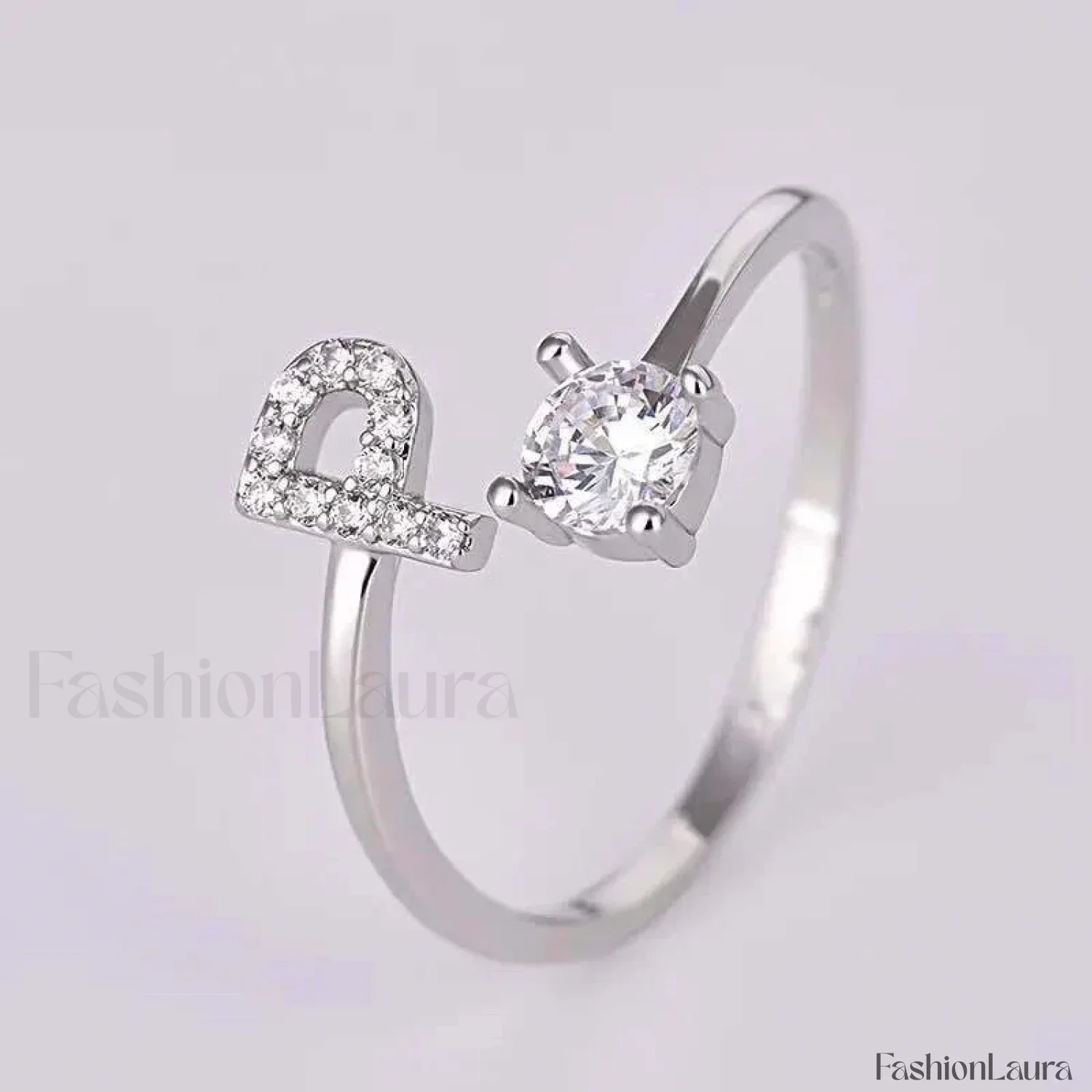 Shining Rhinestone New Fashion Initial Alphabet Opening Charm Jewelry Ring - Image 71