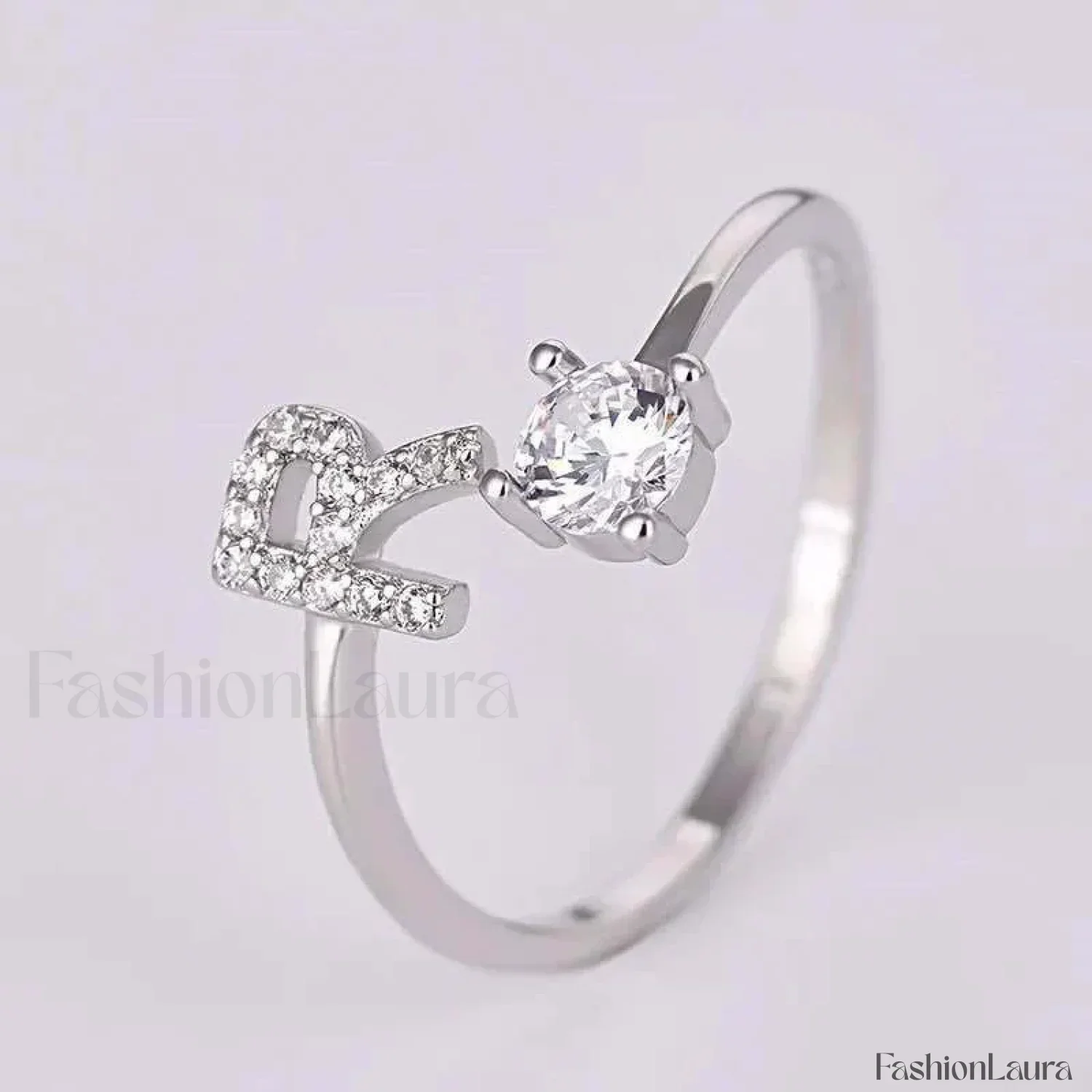 Shining Rhinestone New Fashion Initial Alphabet Opening Charm Jewelry Ring - Image 74