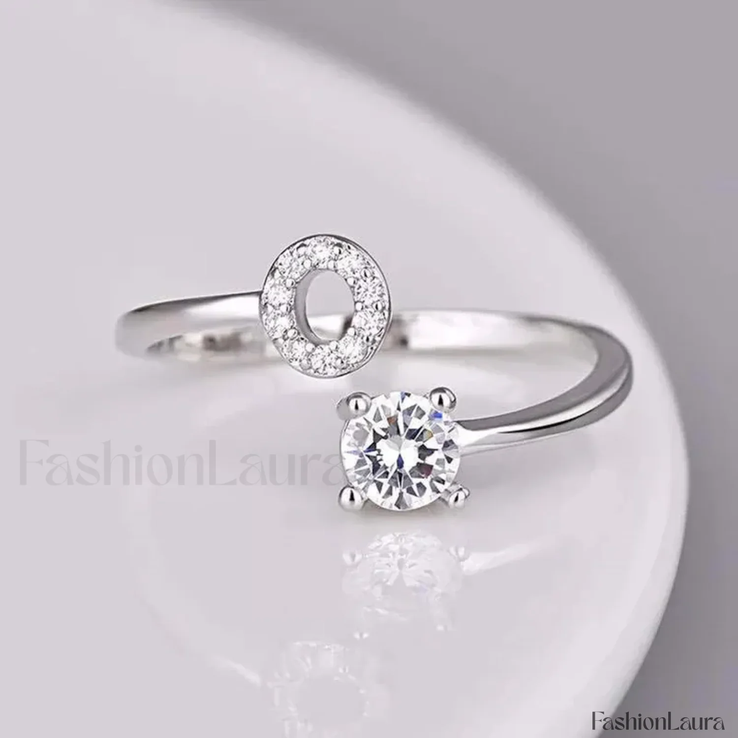 Shining Rhinestone New Fashion Initial Alphabet Opening Charm Jewelry Ring - Image 76