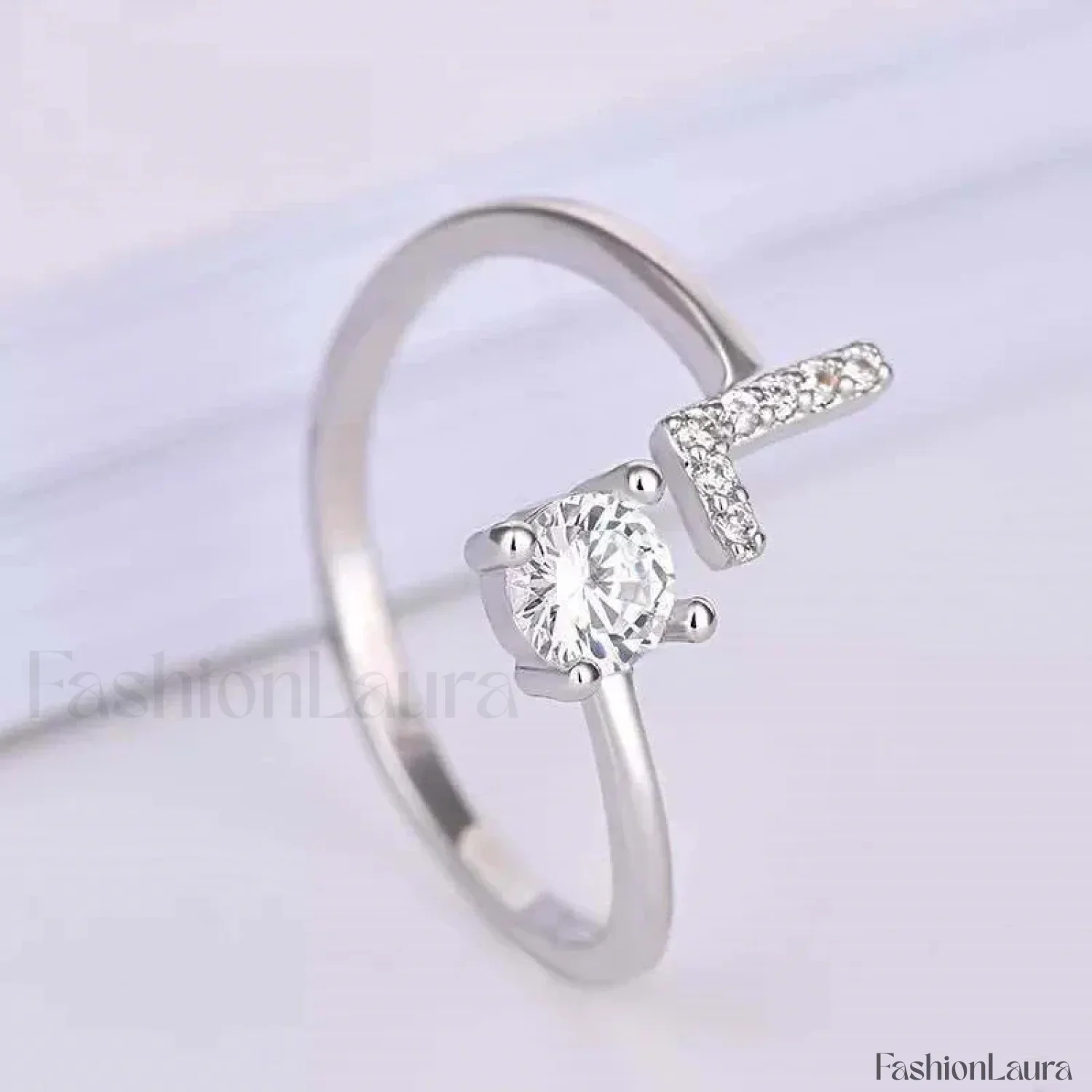 Shining Rhinestone New Fashion Initial Alphabet Opening Charm Jewelry Ring - Image 79