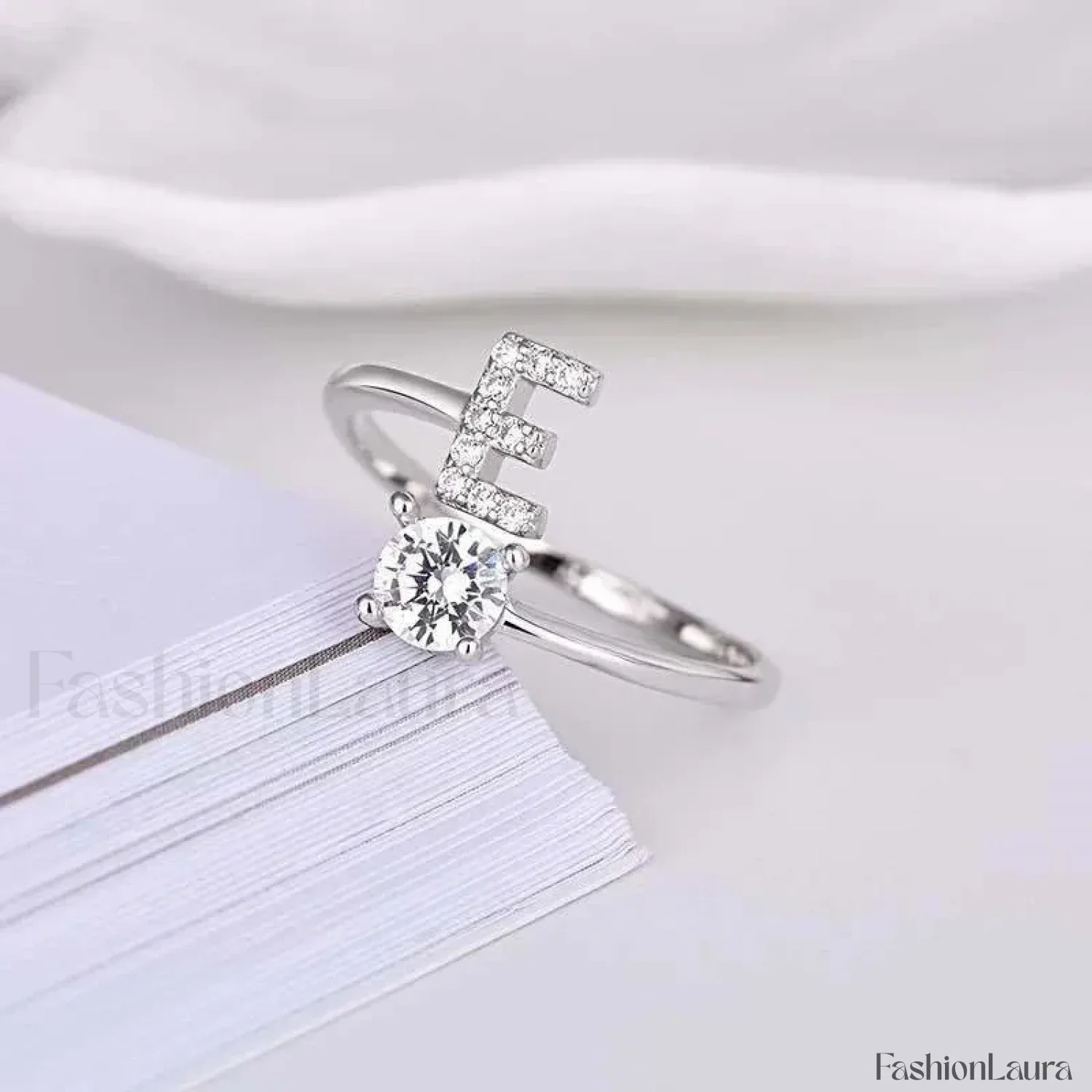 Shining Rhinestone New Fashion Initial Alphabet Opening Charm Jewelry Ring - Image 86