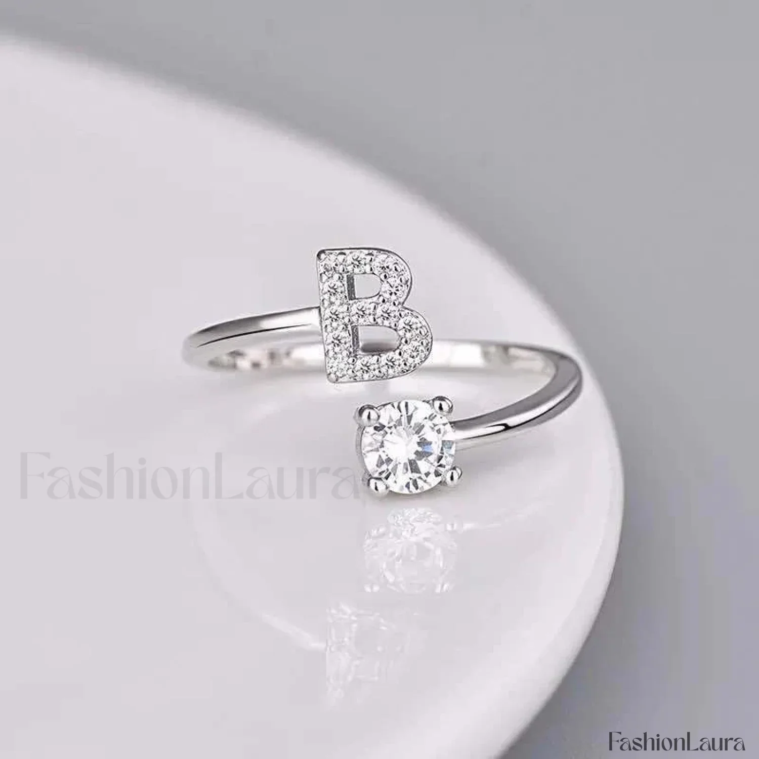 Shining Rhinestone New Fashion Initial Alphabet Opening Charm Jewelry Ring - Image 89