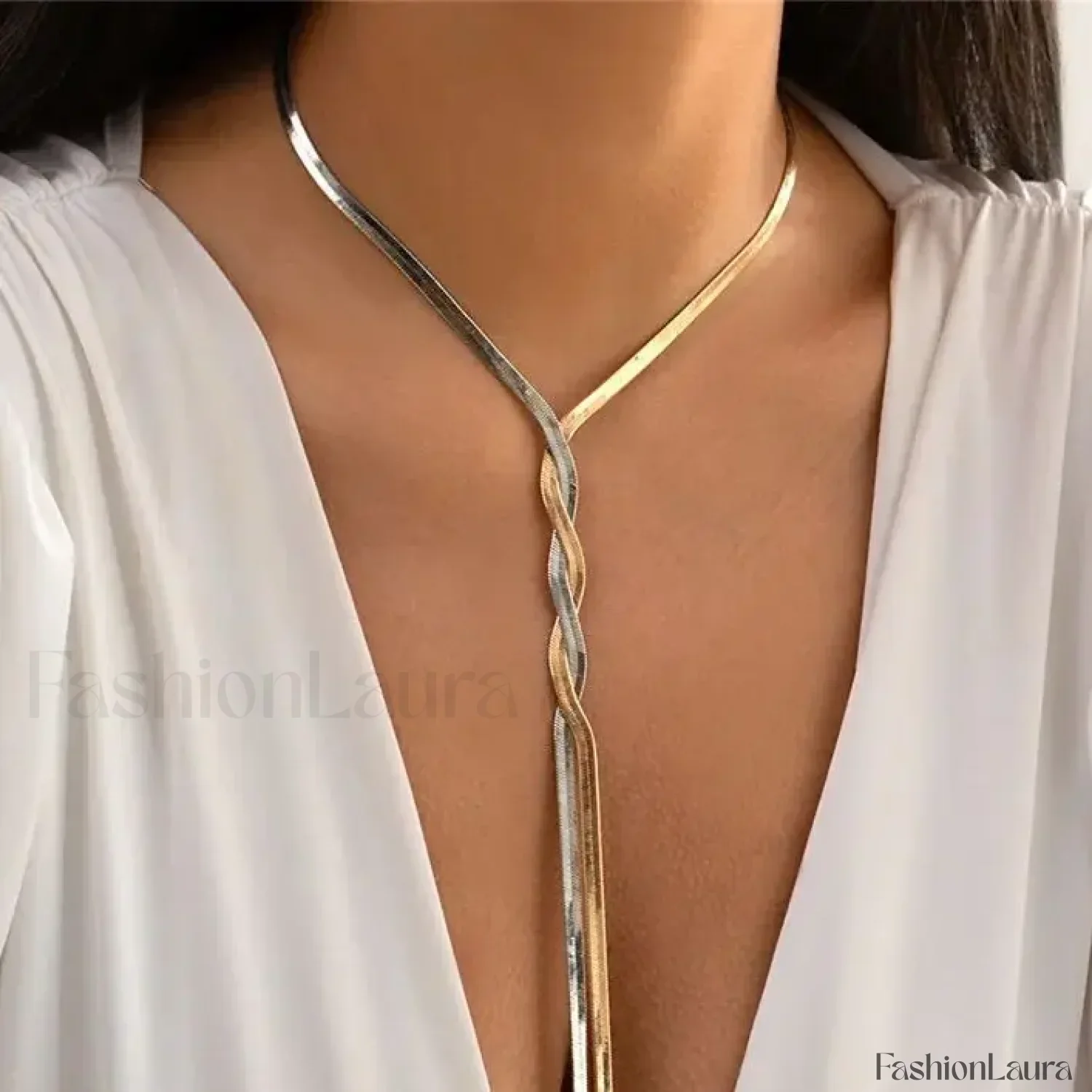 Adjustable Flat Temperament Weave Link Chest New Necklace - Image 31