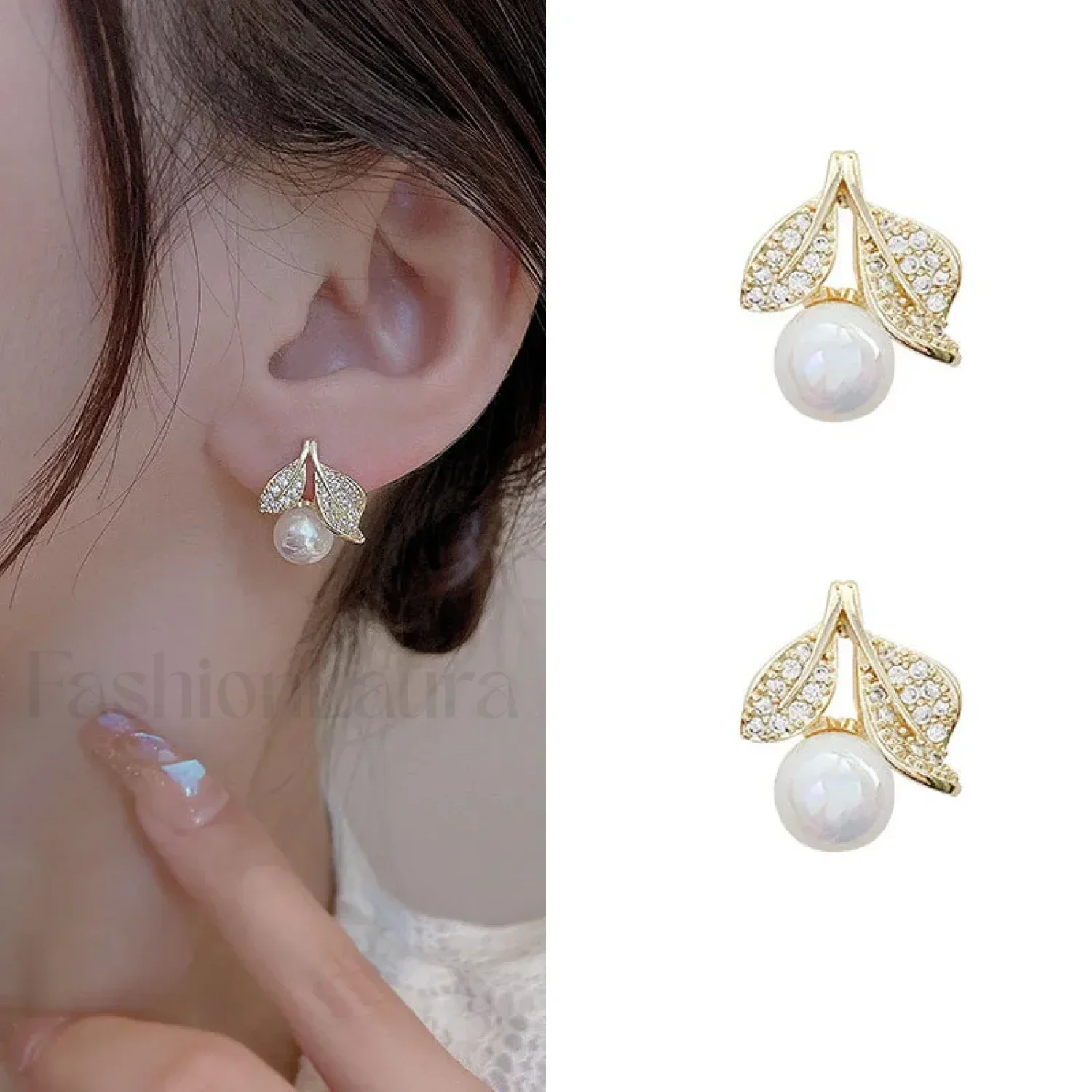 Bright Crystal Luxury Korean Unusual Claw Stud Irregular Pearl Earring - Image 23