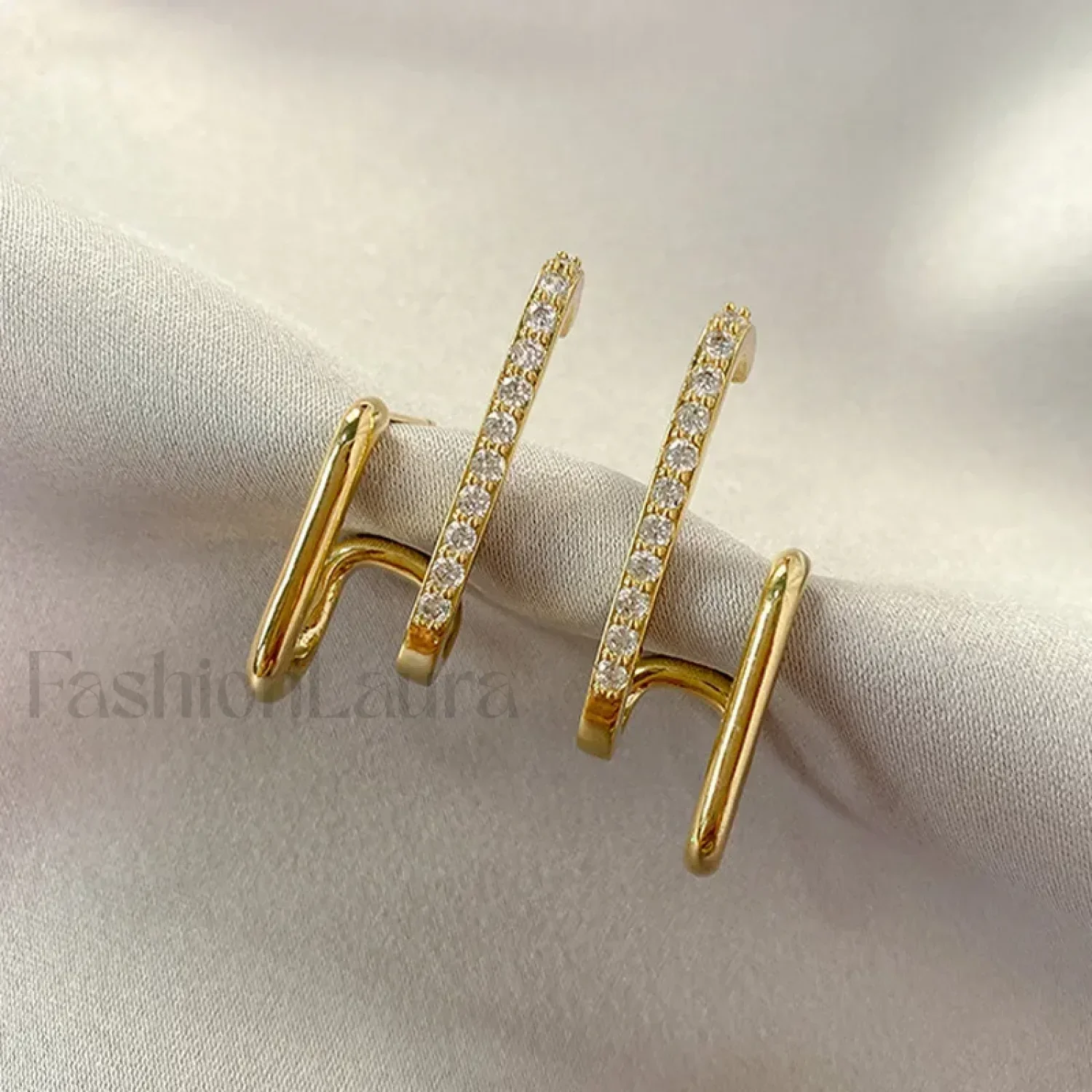 Bright Crystal Luxury Korean Unusual Claw Stud Irregular Pearl Earring - Image 3