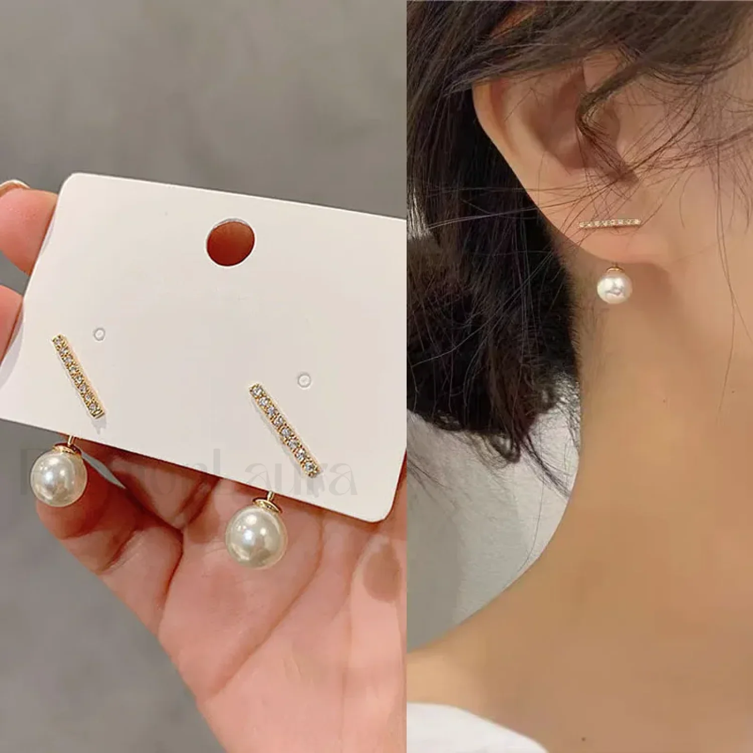 Bright Crystal Luxury Korean Unusual Claw Stud Irregular Pearl Earring - Image 40