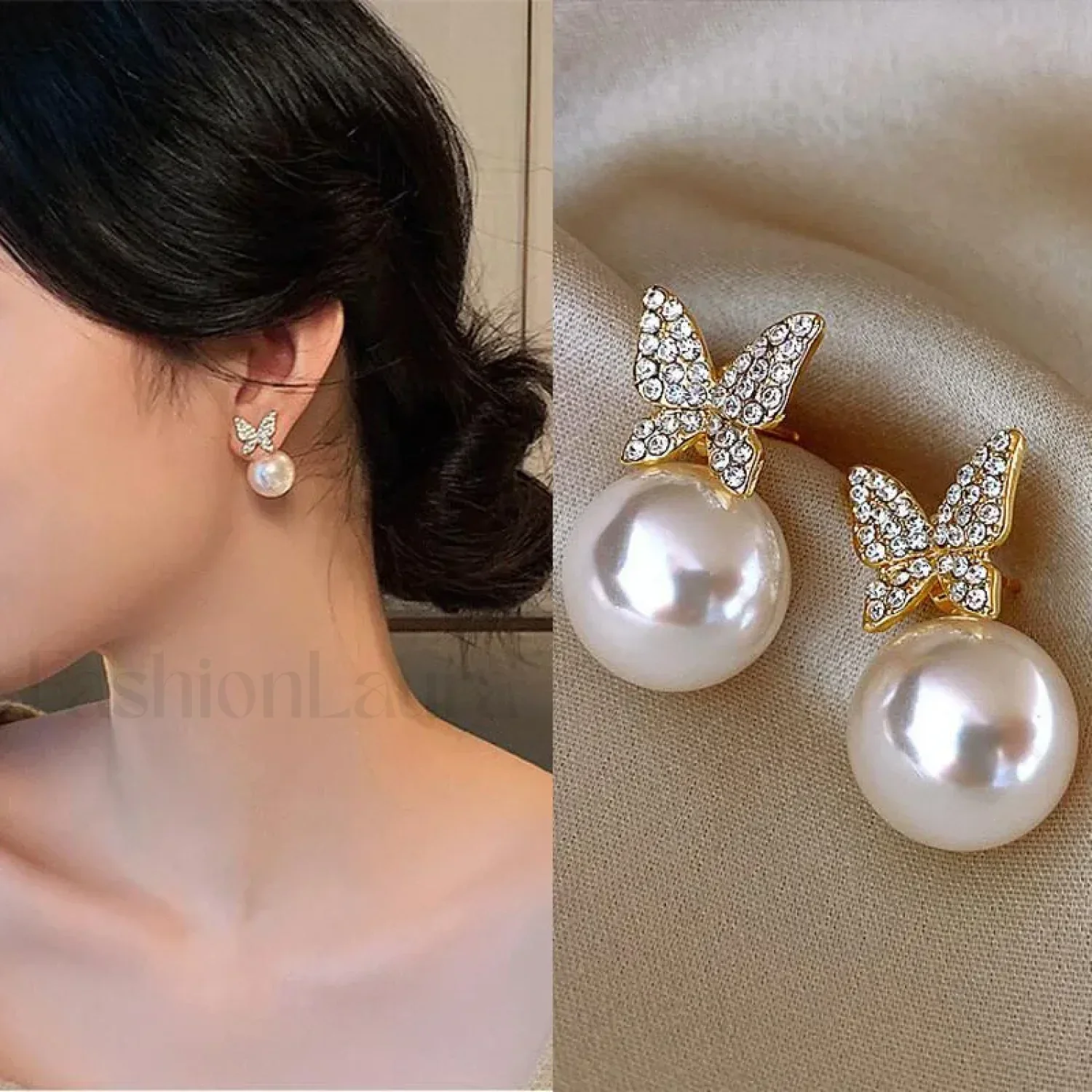 Bright Crystal Luxury Korean Unusual Claw Stud Irregular Pearl Earring - Image 45
