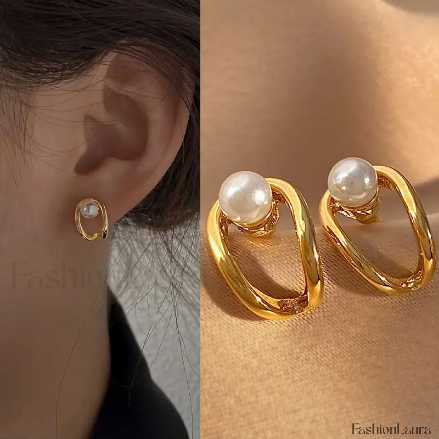 Bright Crystal Luxury Korean Unusual Claw Stud Irregular Pearl Earring - Image 55