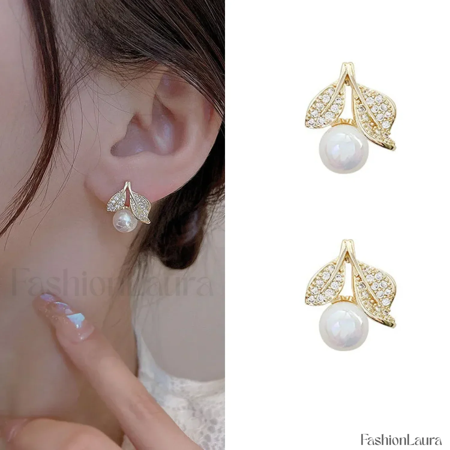 Bright Crystal Luxury Korean Unusual Claw Stud Irregular Pearl Earring - Image 56