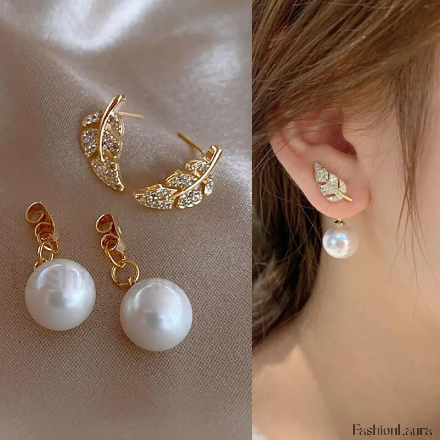 Bright Crystal Luxury Korean Unusual Claw Stud Irregular Pearl Earring - Image 66