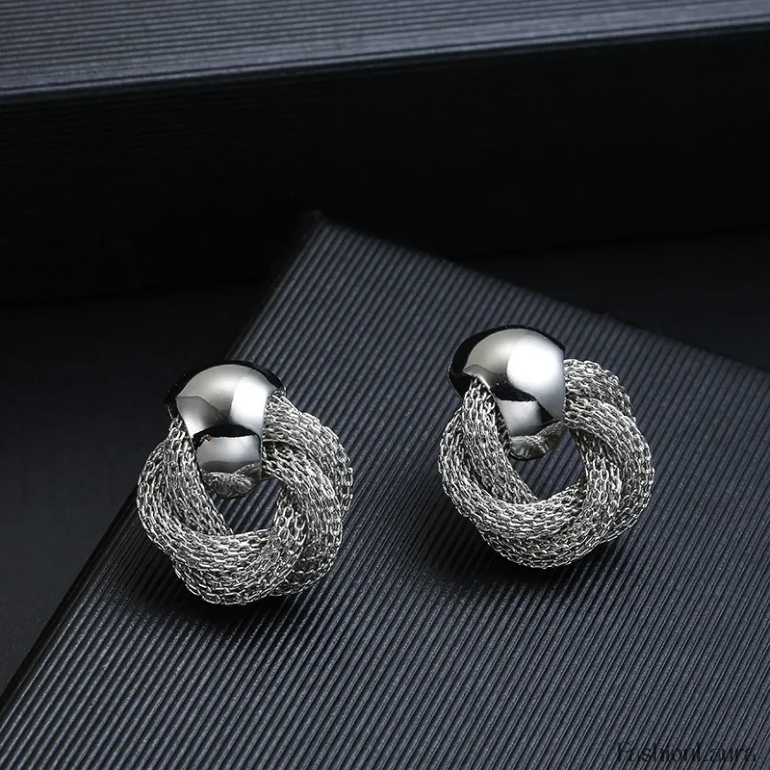 Vintage Metallic Twisted Weaving Round Circle Dangle Earrings Wedding Earring - Image 11