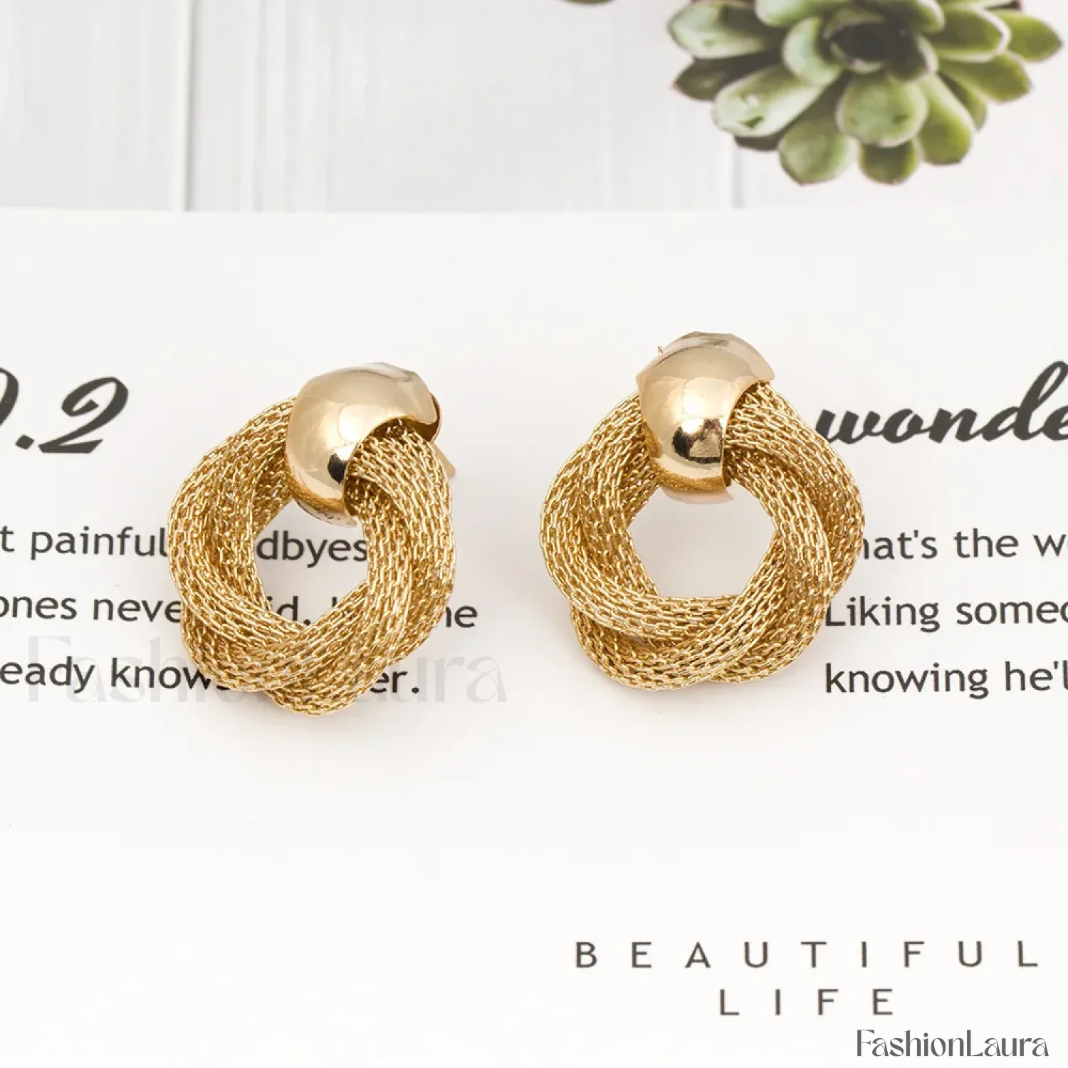 Vintage Metallic Twisted Weaving Round Circle Dangle Earrings Wedding Earring - Image 13