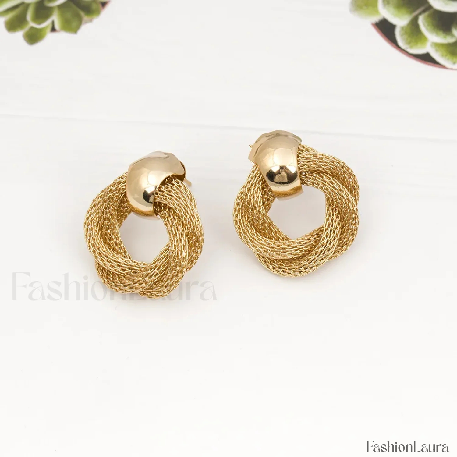 Vintage Metallic Twisted Weaving Round Circle Dangle Earrings Wedding Earring - Image 15