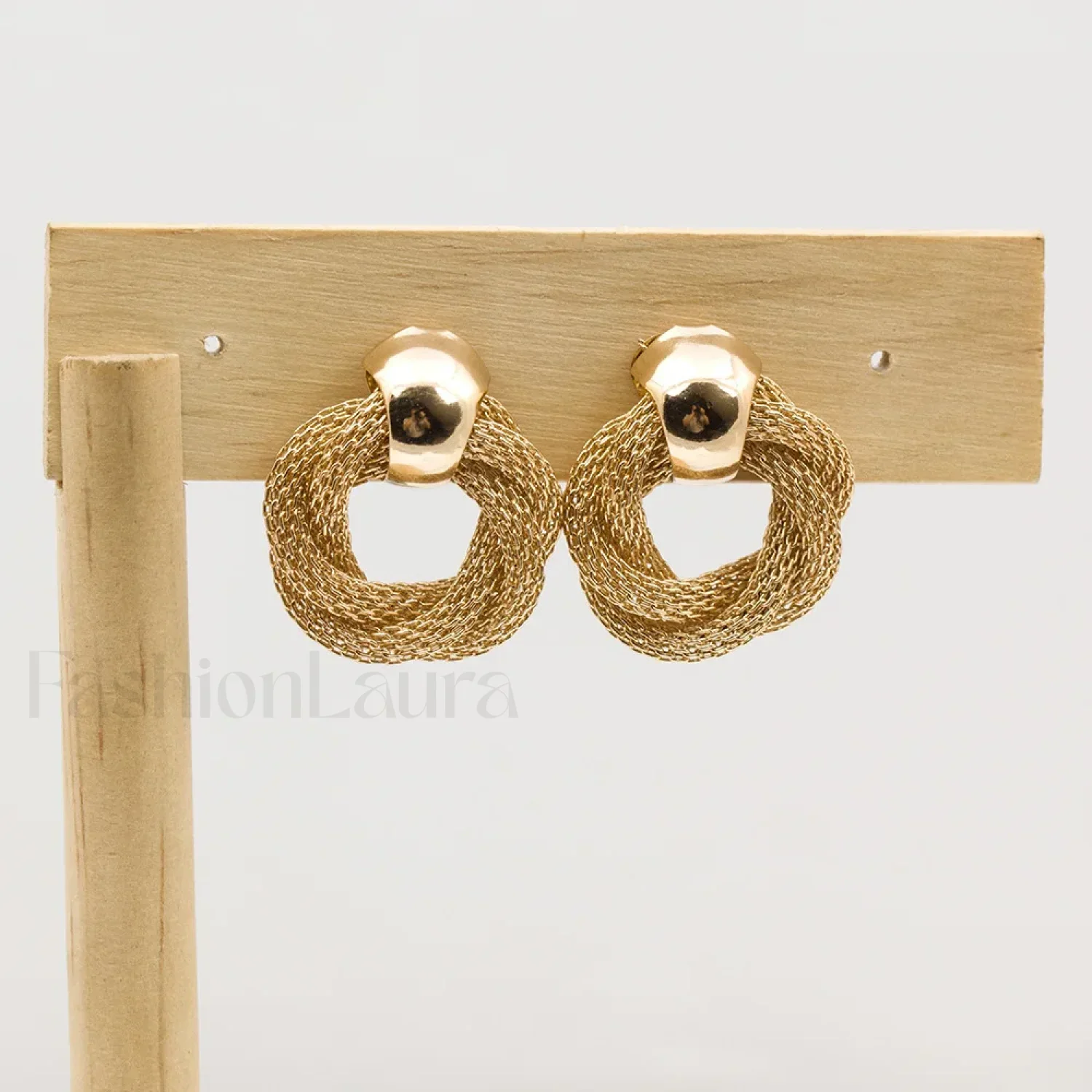 Vintage Metallic Twisted Weaving Round Circle Dangle Earrings Wedding Earring - Image 3