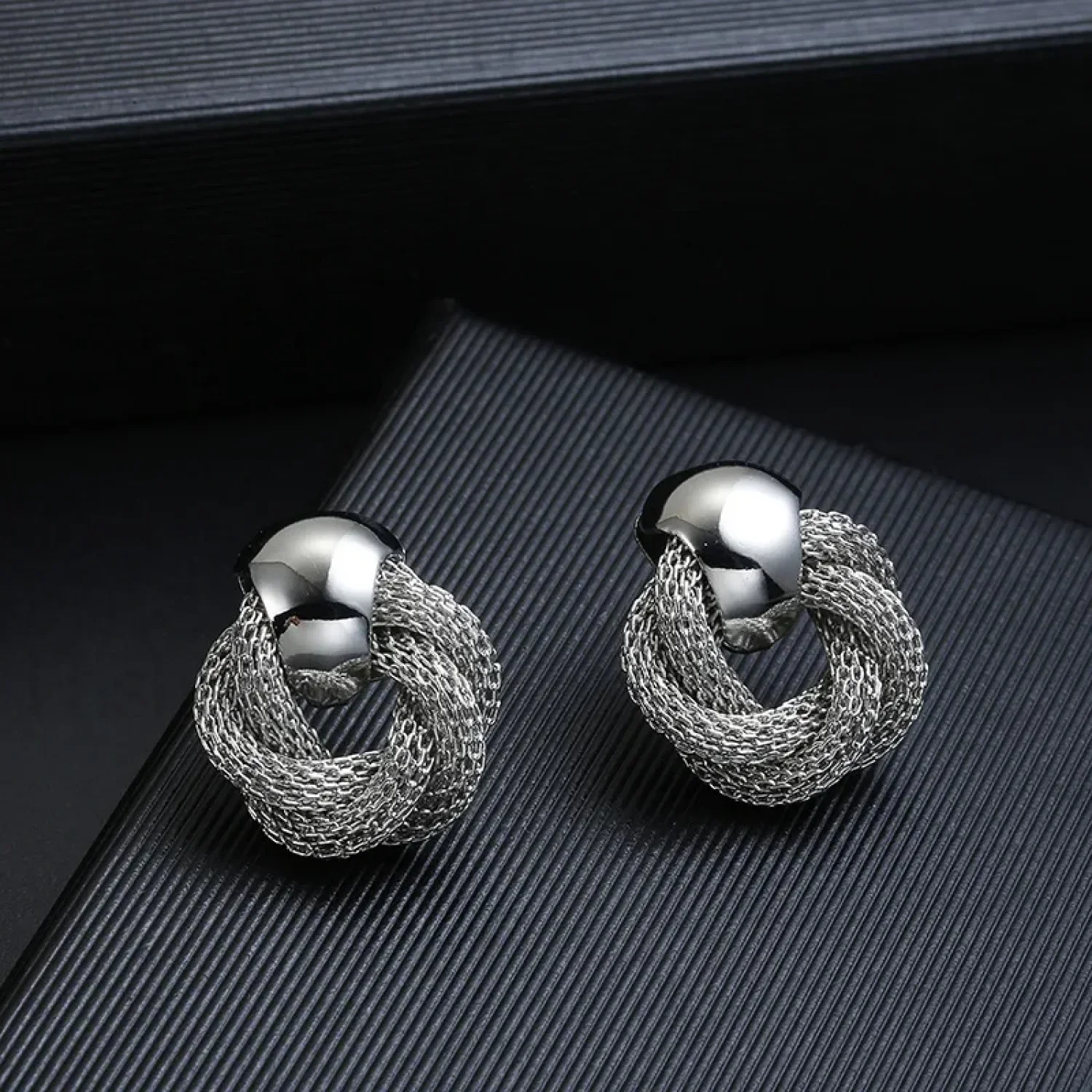 Vintage Metallic Twisted Weaving Round Circle Dangle Earrings Wedding Earring - Image 7