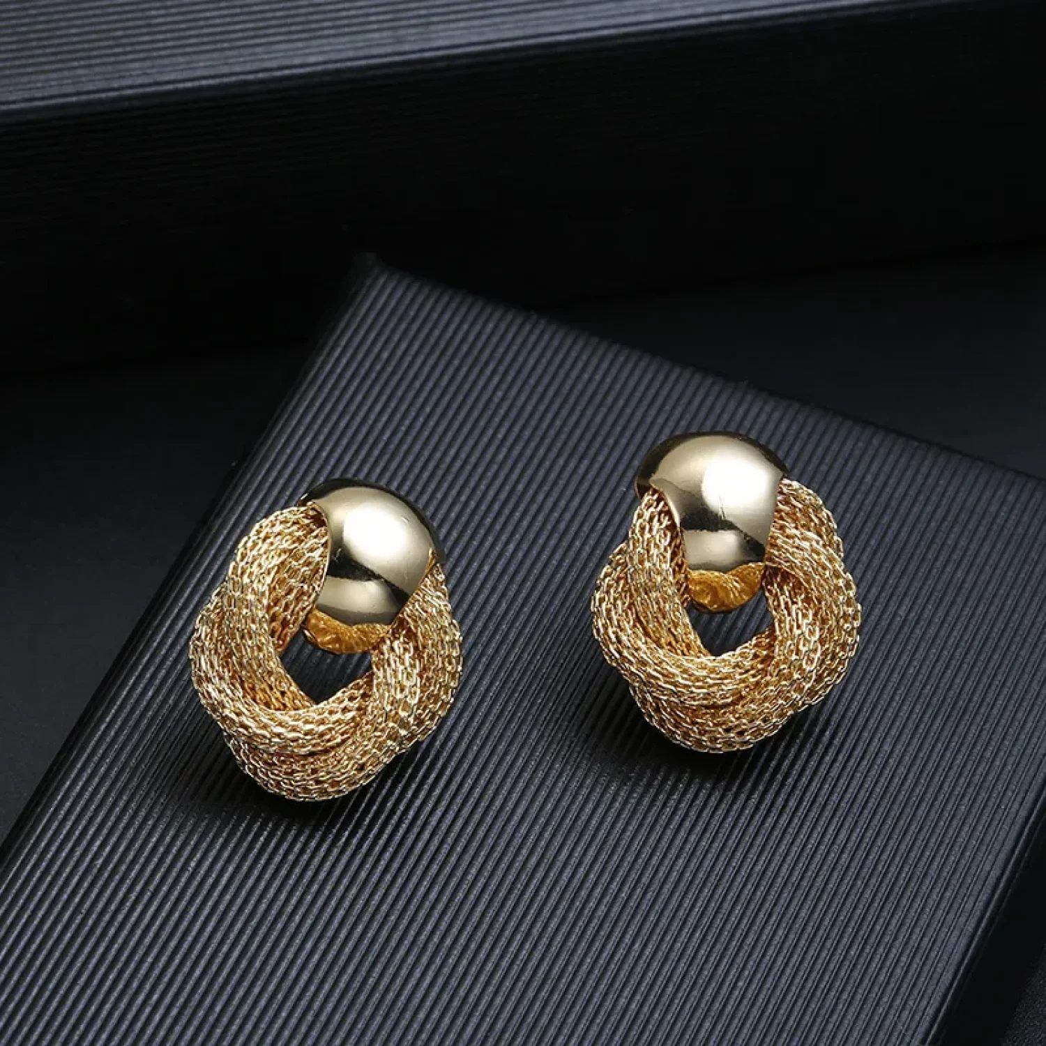 Vintage Metallic Twisted Weaving Round Circle Dangle Earrings Wedding Earring - Image 8